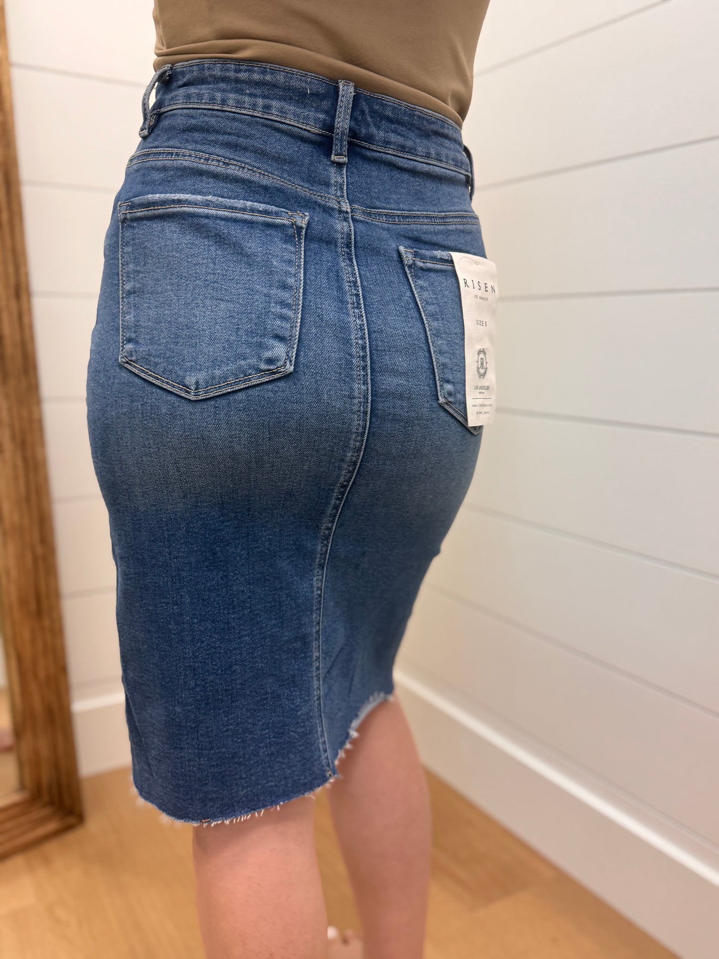 High Rise Pencil Skirt with Front Slit - Risen