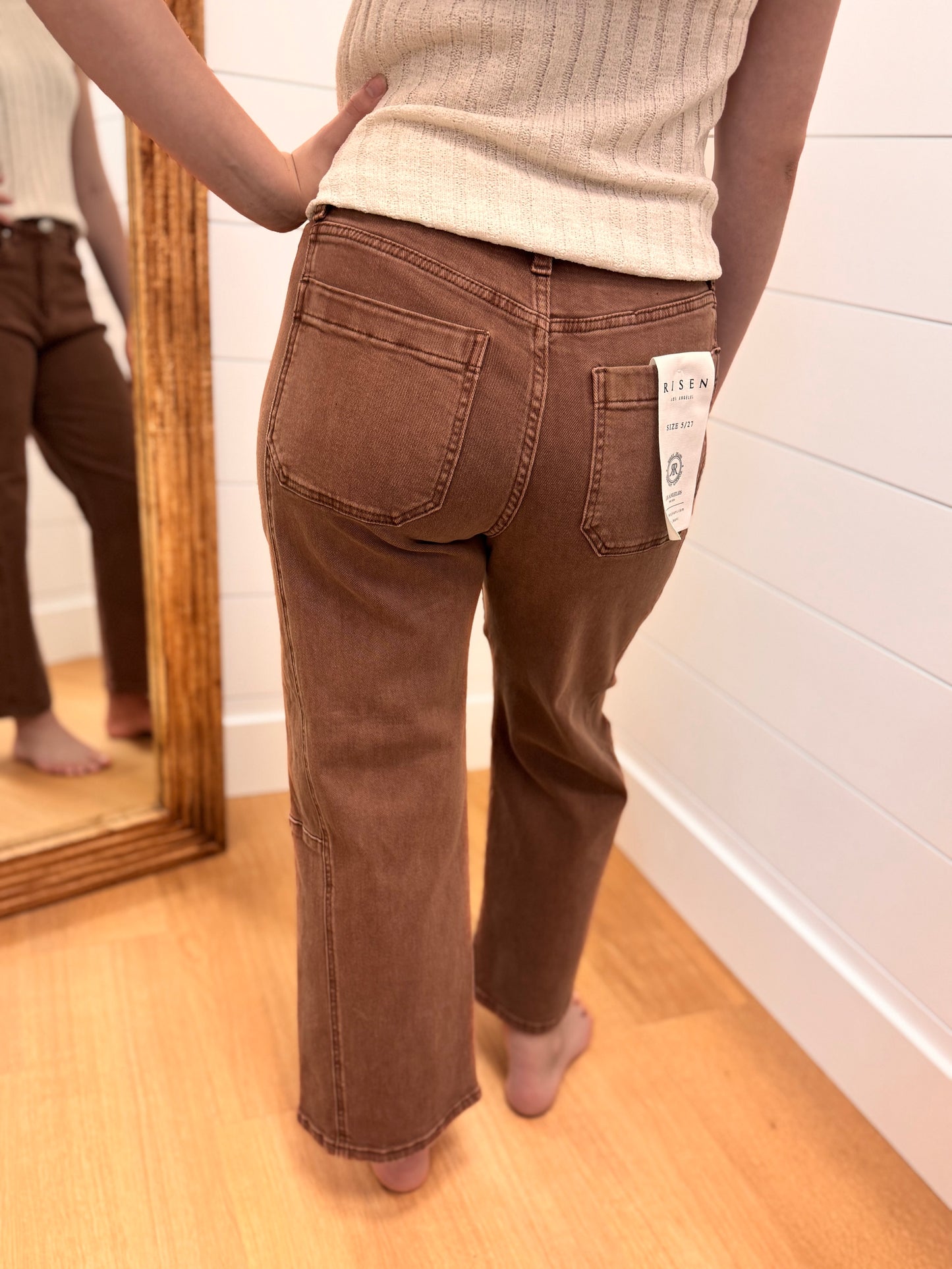 High Rise Barrel Pants - Risen