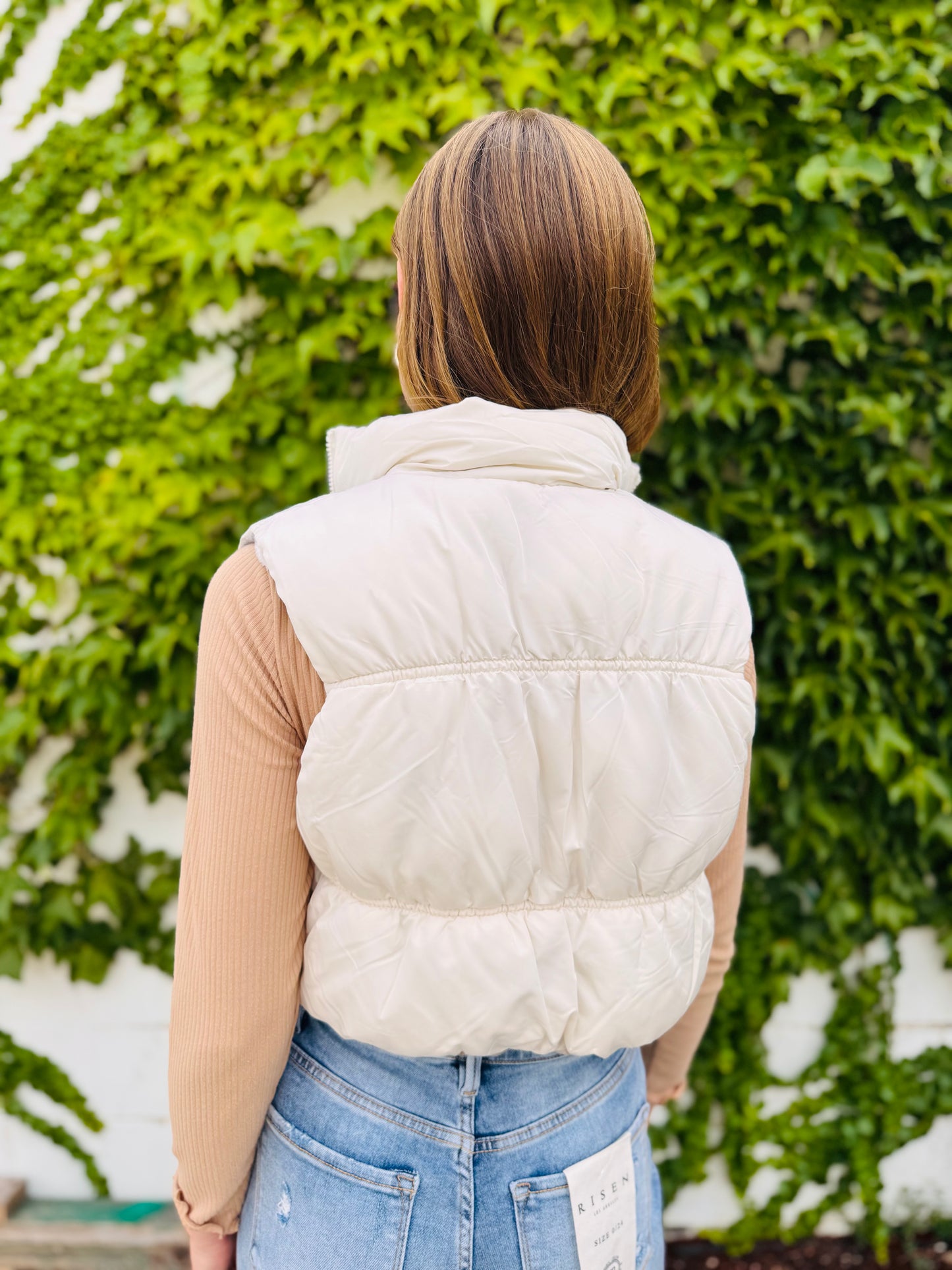Full-zip Reversible Puffer Vest - Ivory
