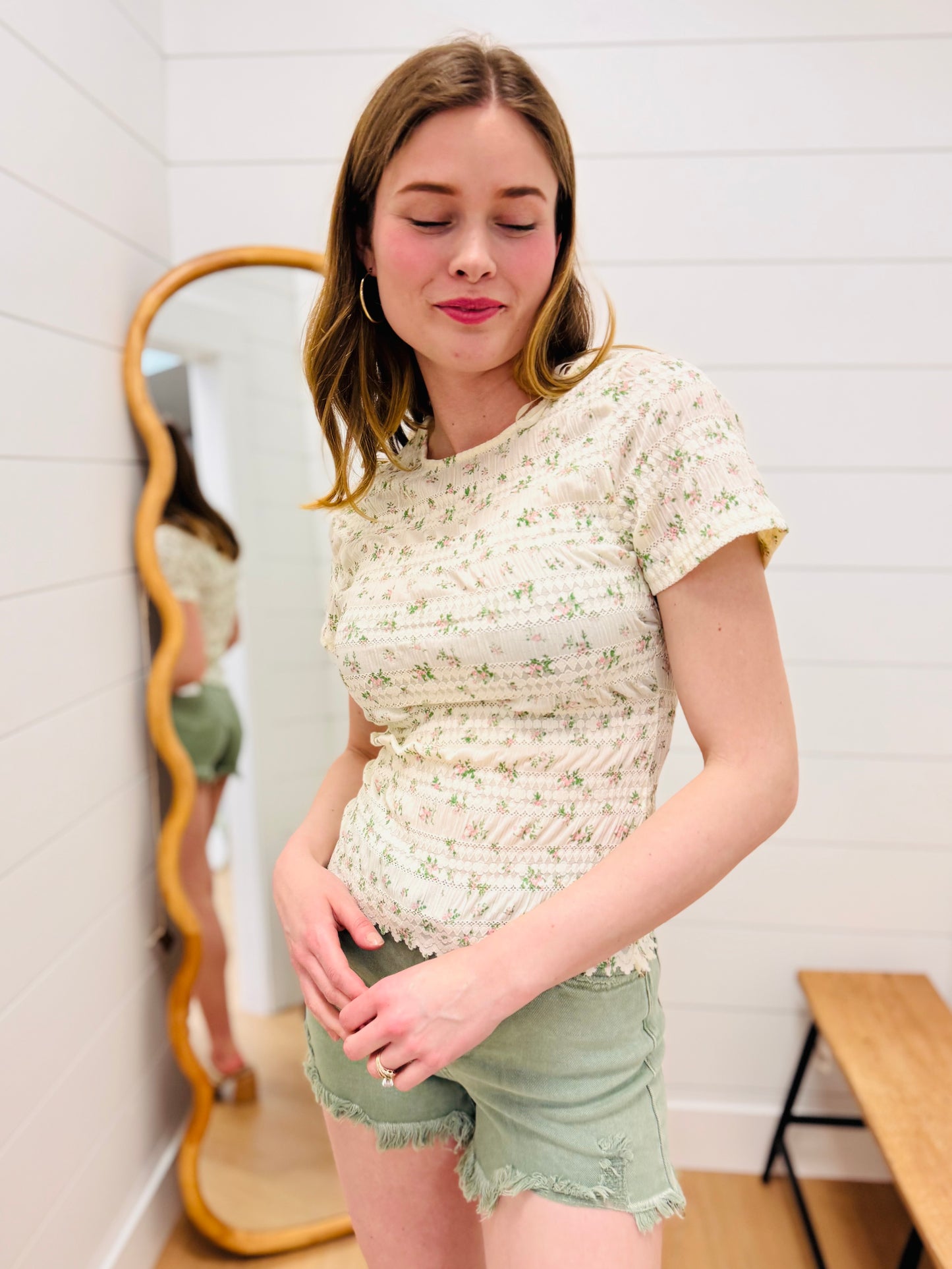 Ivory + Mini Floral Top