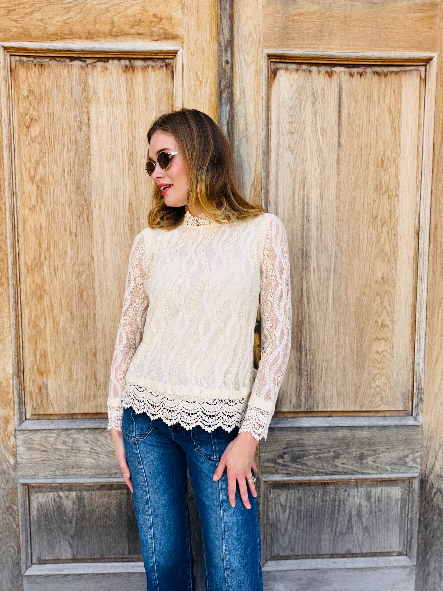 Crochet Trim Lace Top
