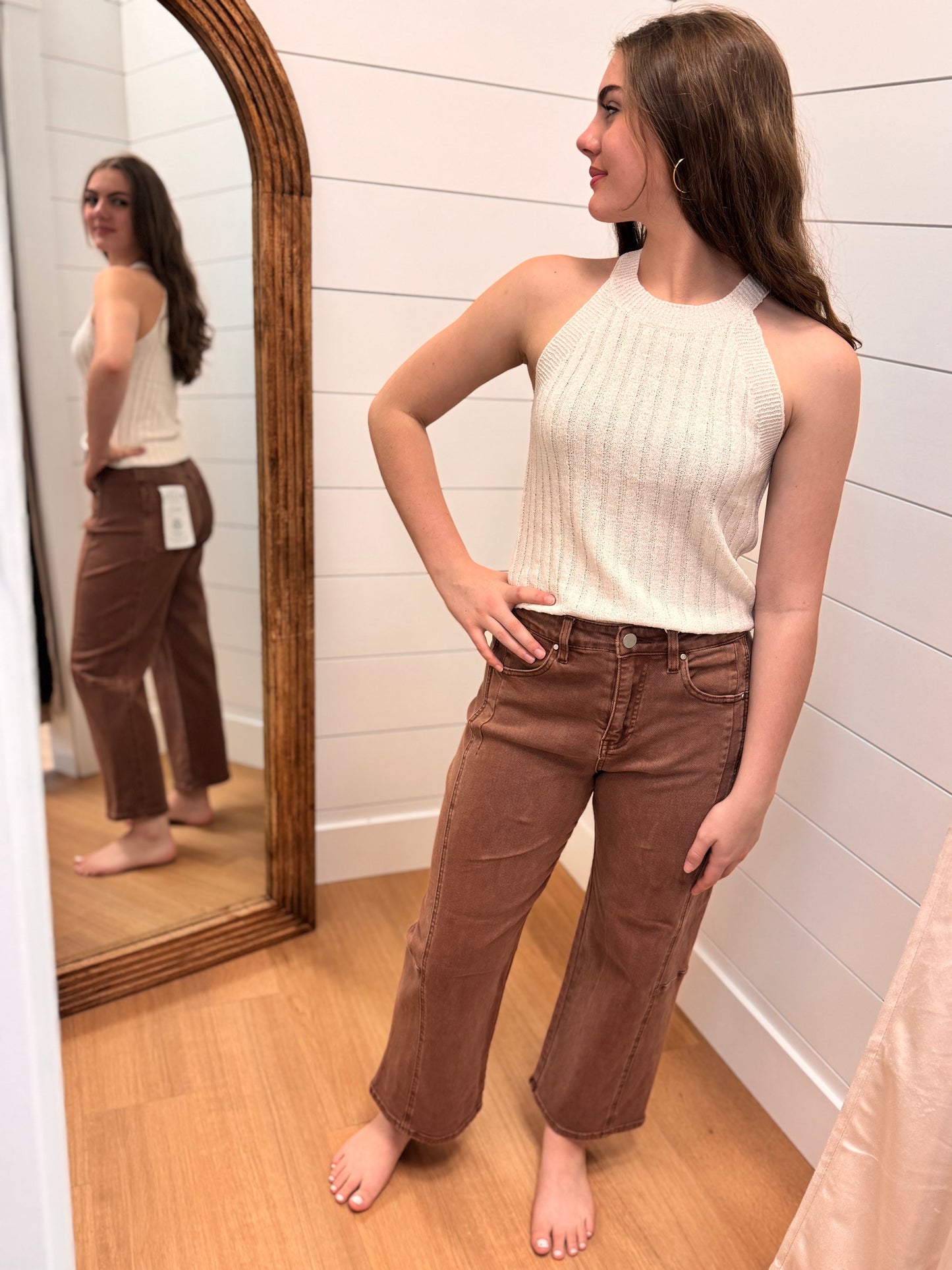 High Rise Barrel Pants - Risen