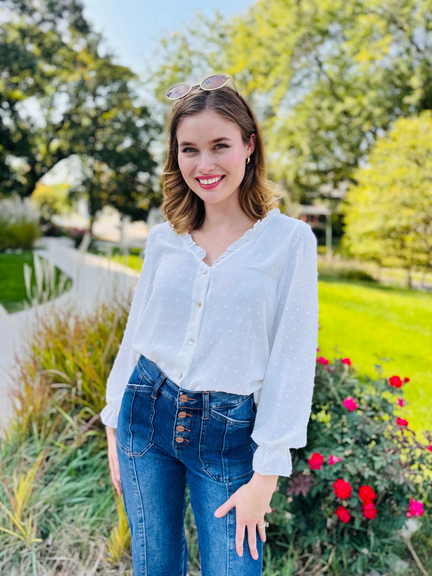 White Button Down Top