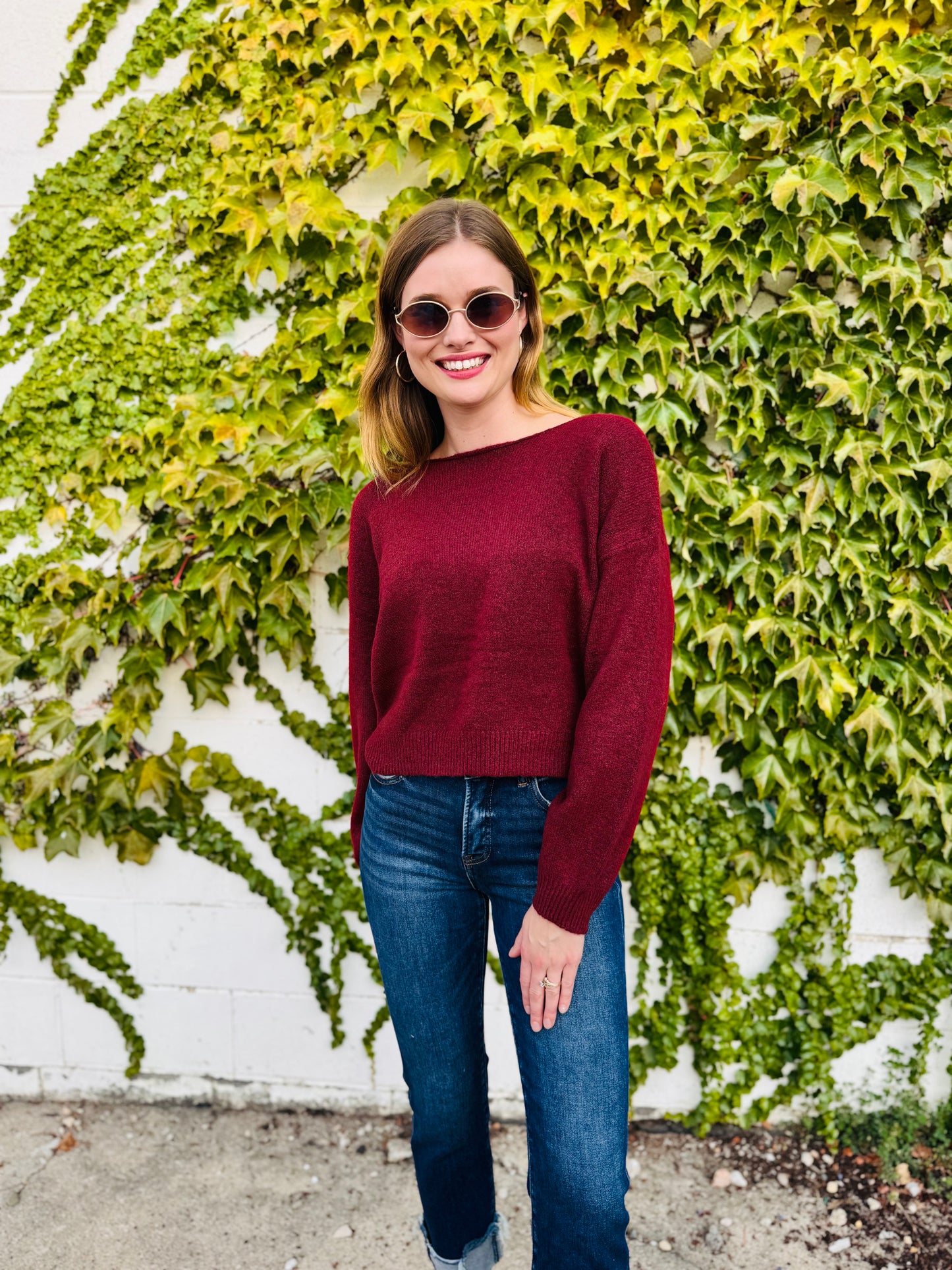Back Velvet Bow Detail Knit Pullover Sweater