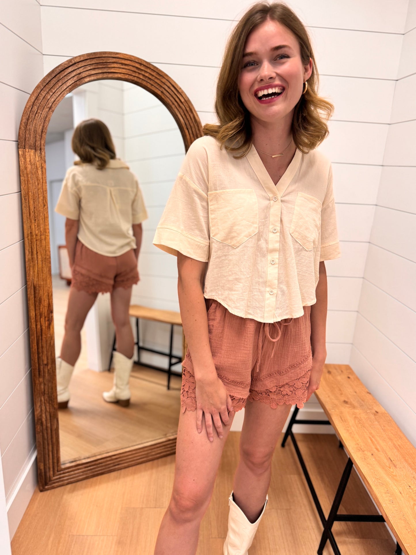 Relaxed Fit Button Down Top