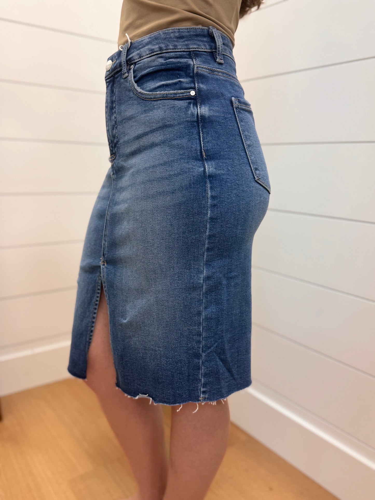 High Rise Pencil Skirt with Front Slit - Risen