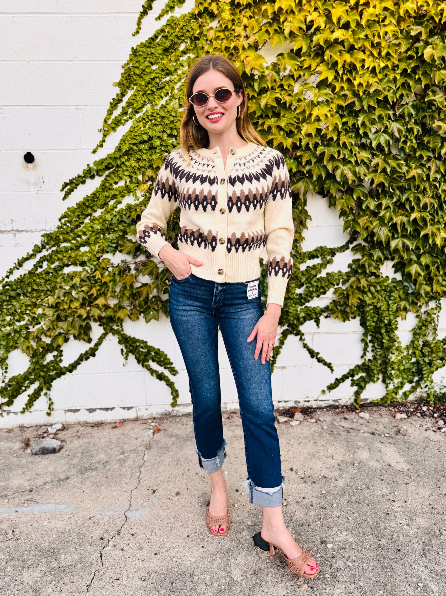 Multicolor Fair Isle Button Down Knit Cardigan