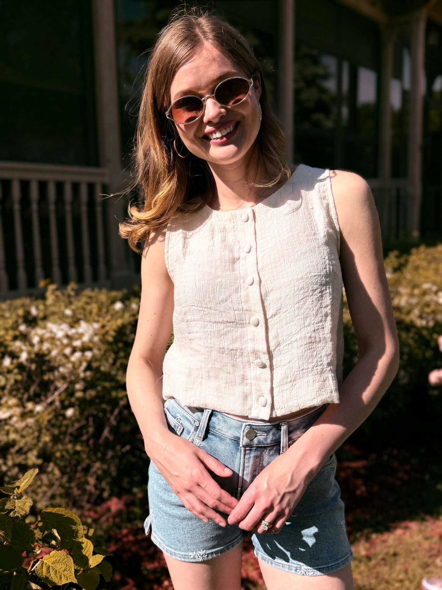 Button Down Sleeveless Top