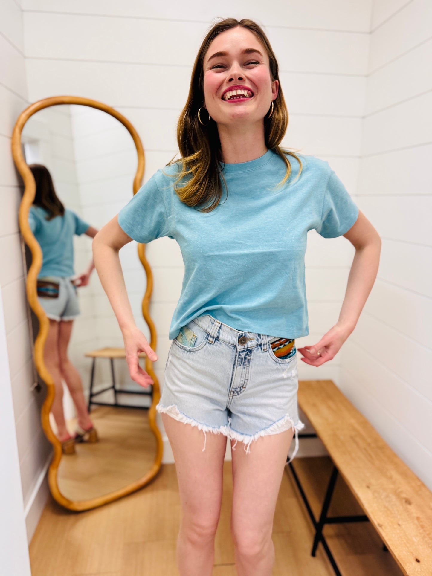 Crew Neck Short Sleeve T-shirt -Teal