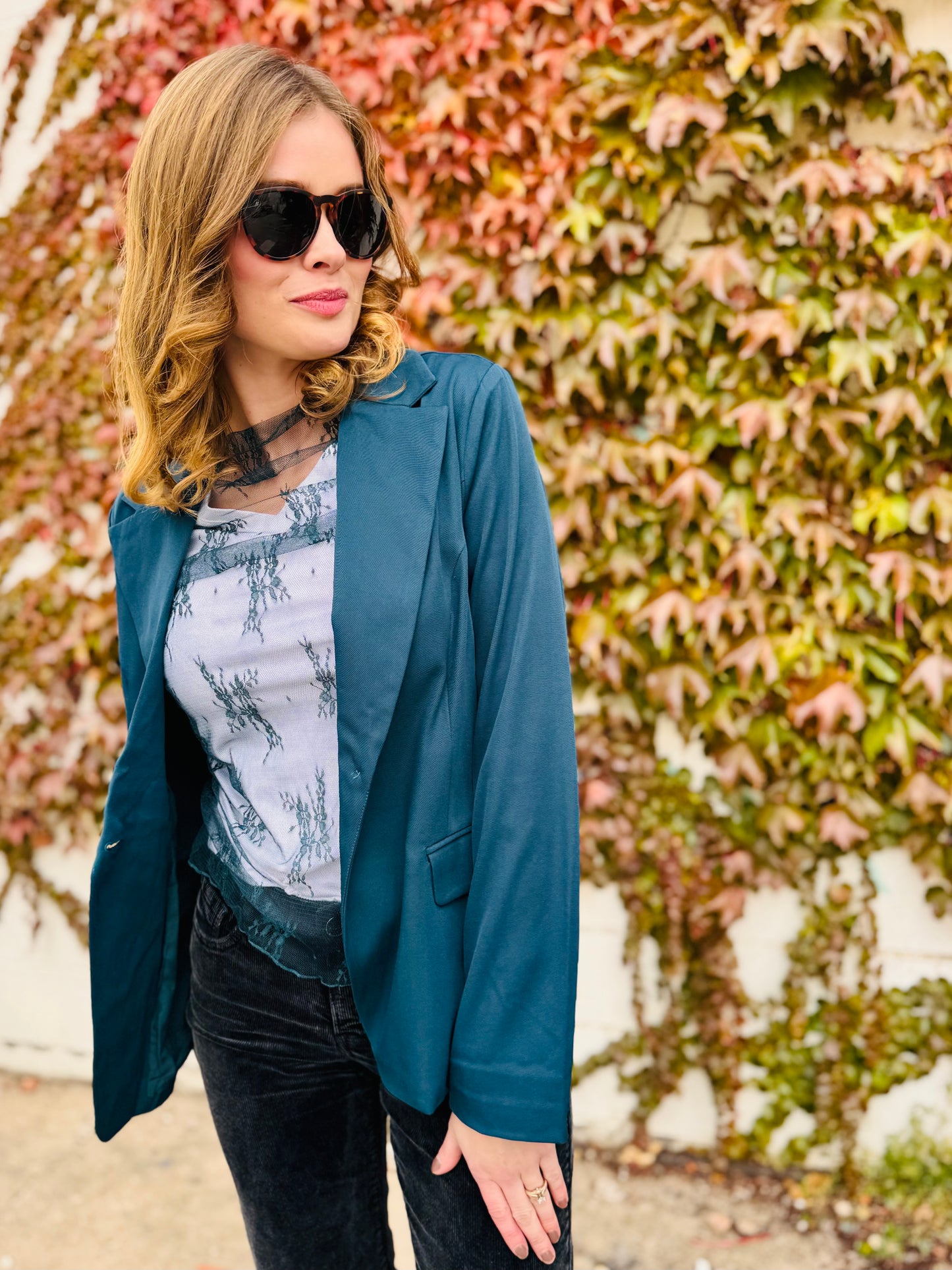 Twill Tapered Flap Pocket Blazer - Emerald