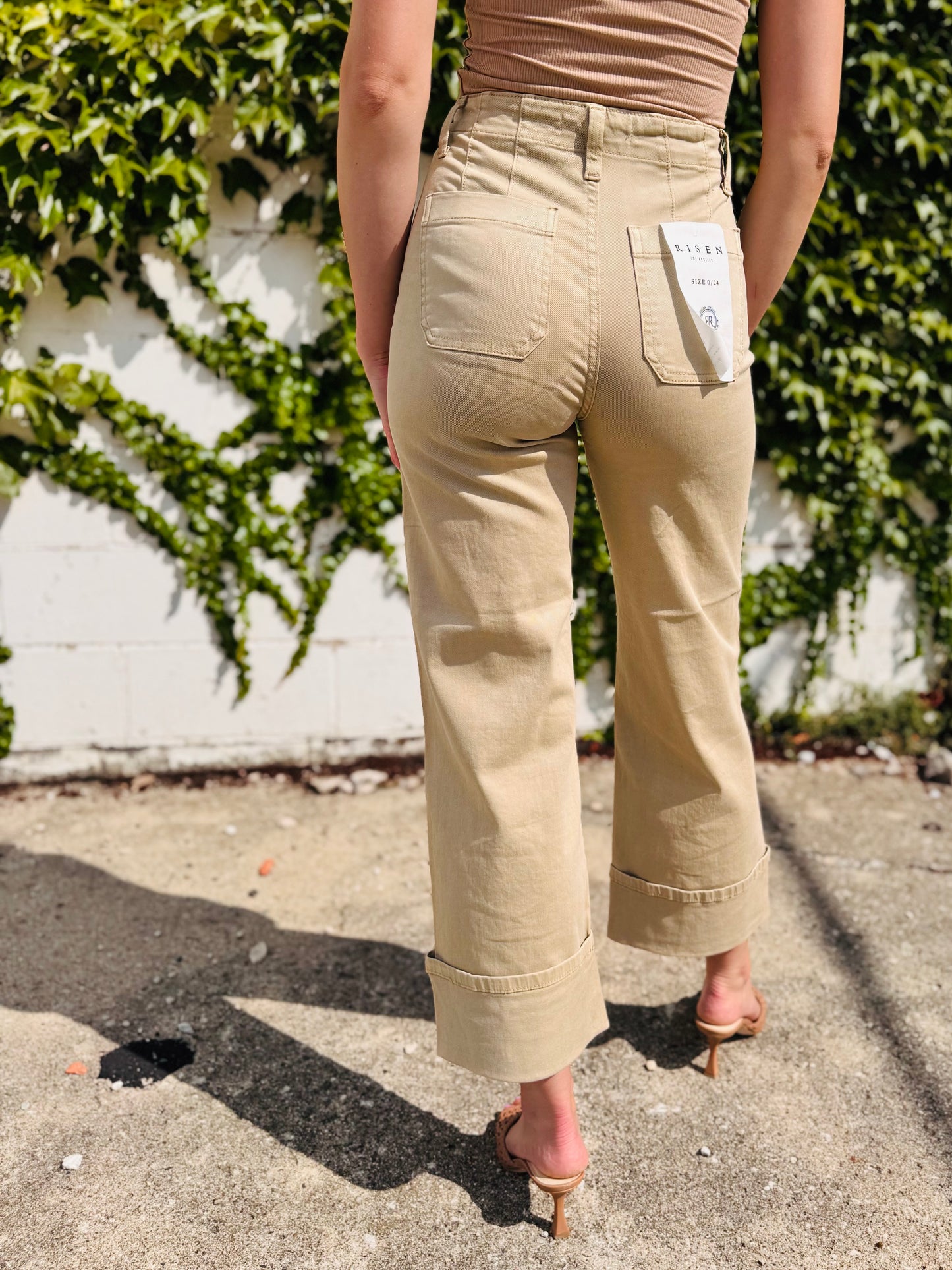 Wide Leg Khaki Jeans - Risen
