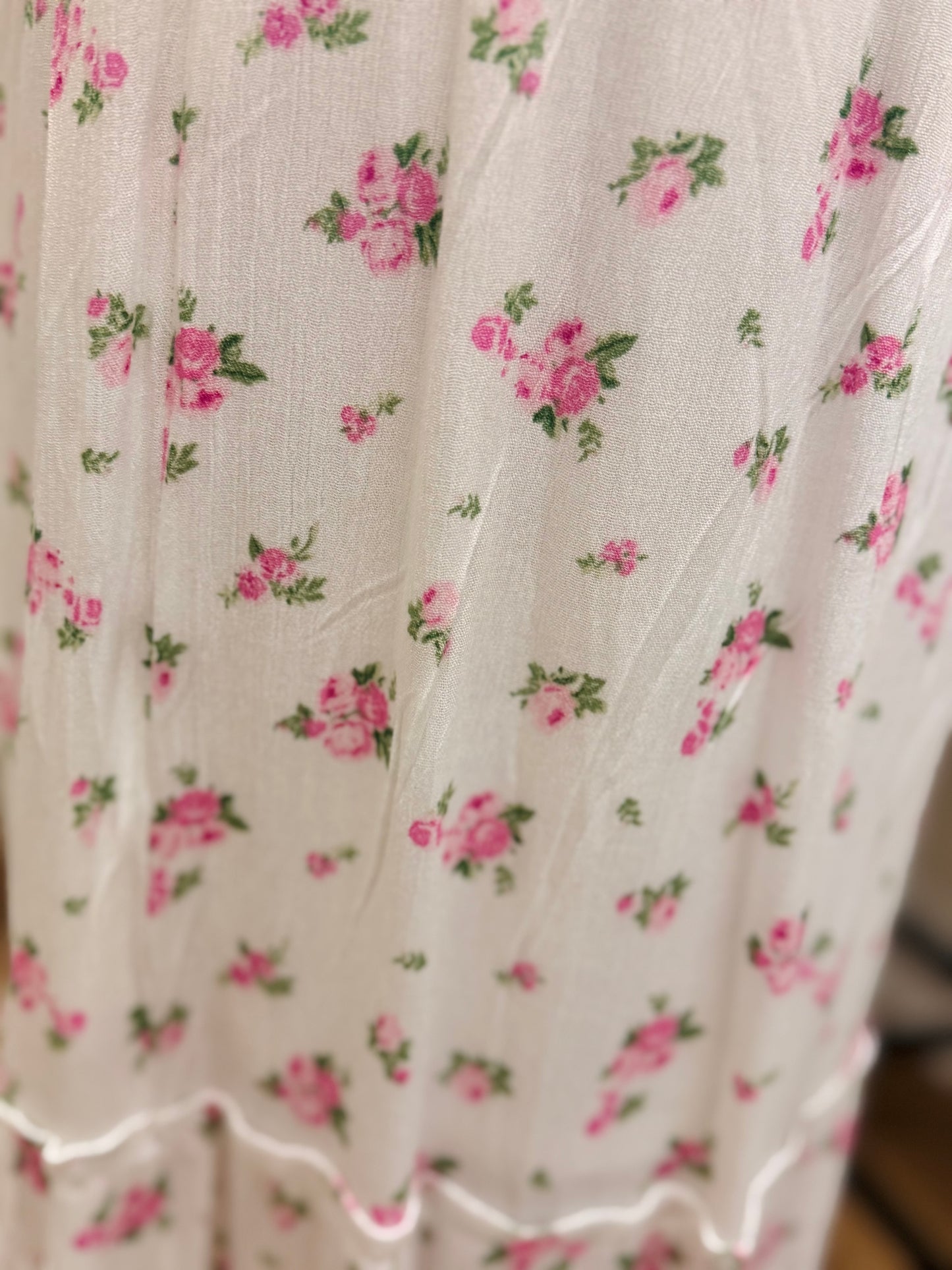 White Skirt with Pink Mini Floral