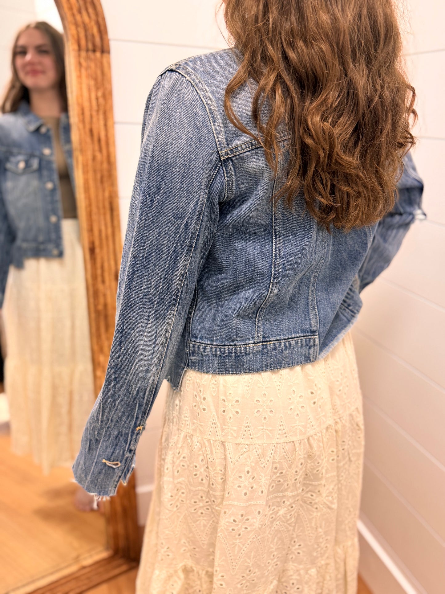 Uneven Hem Denim Jacket - Risen