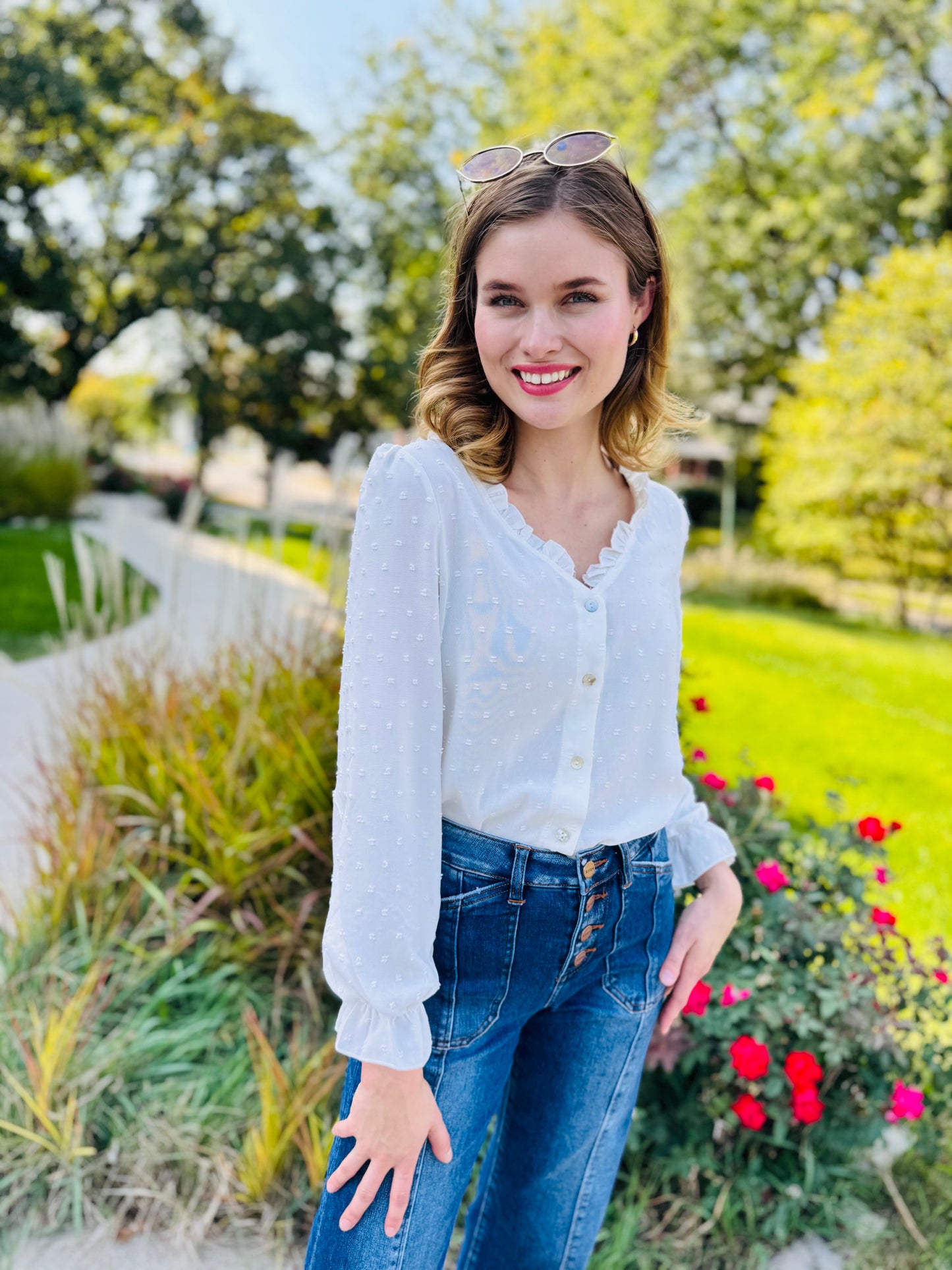 White Button Down Top