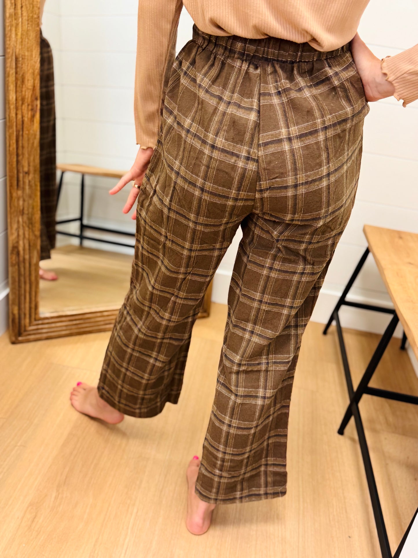 Lounge Around Plaid Wide Leg Pant