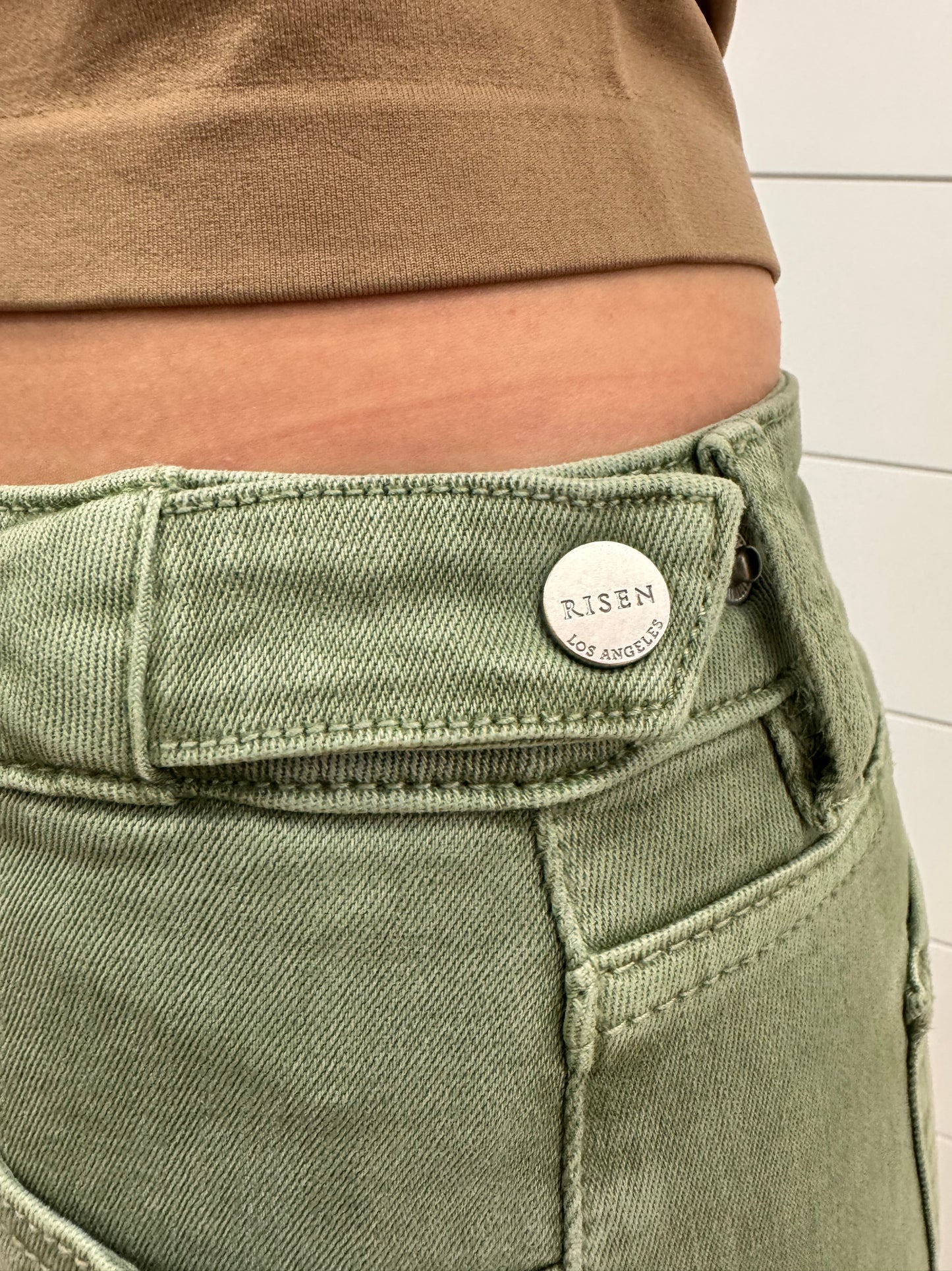 Mid Rise Adjustable Snap Waist Jean - Risen