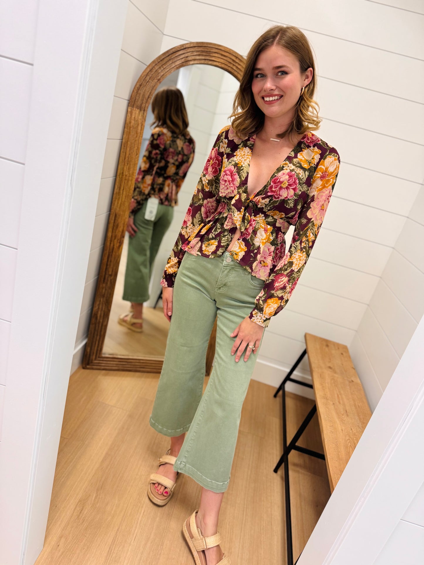 Mid Rise Adjustable Snap Waist Jean - Risen