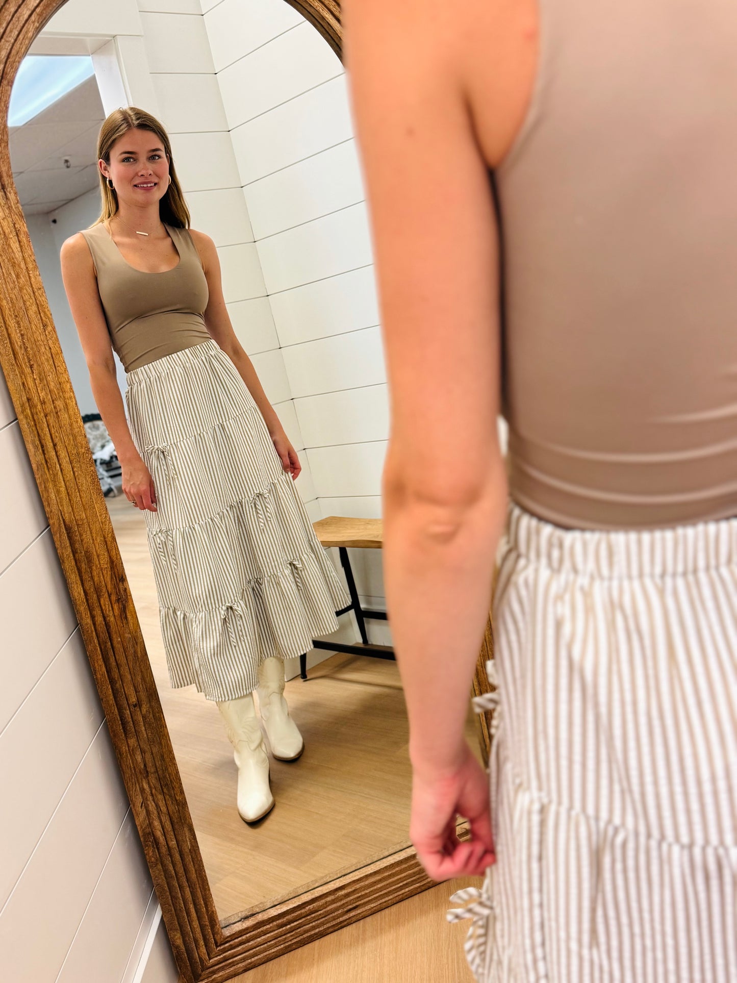 Bow Tie Stripe Maxi Skirt
