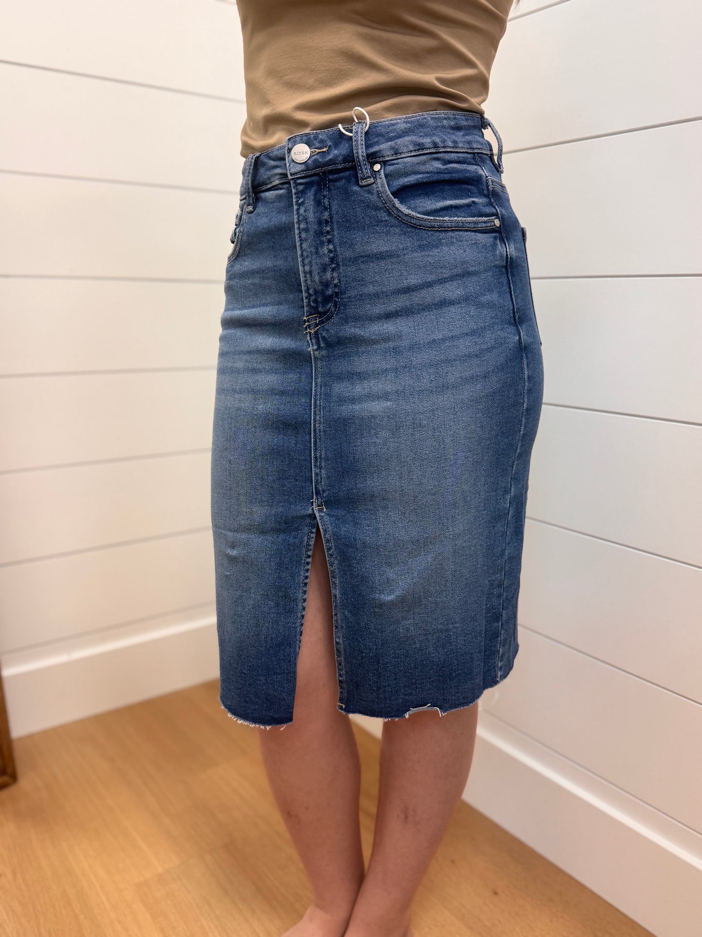 High Rise Pencil Skirt with Front Slit - Risen
