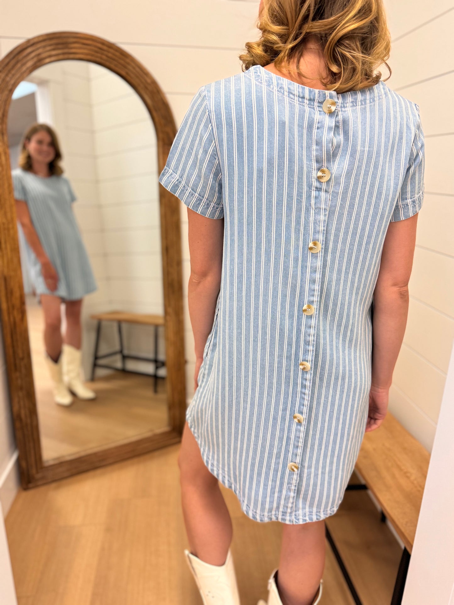 Stripe Chambray Shirt Dress