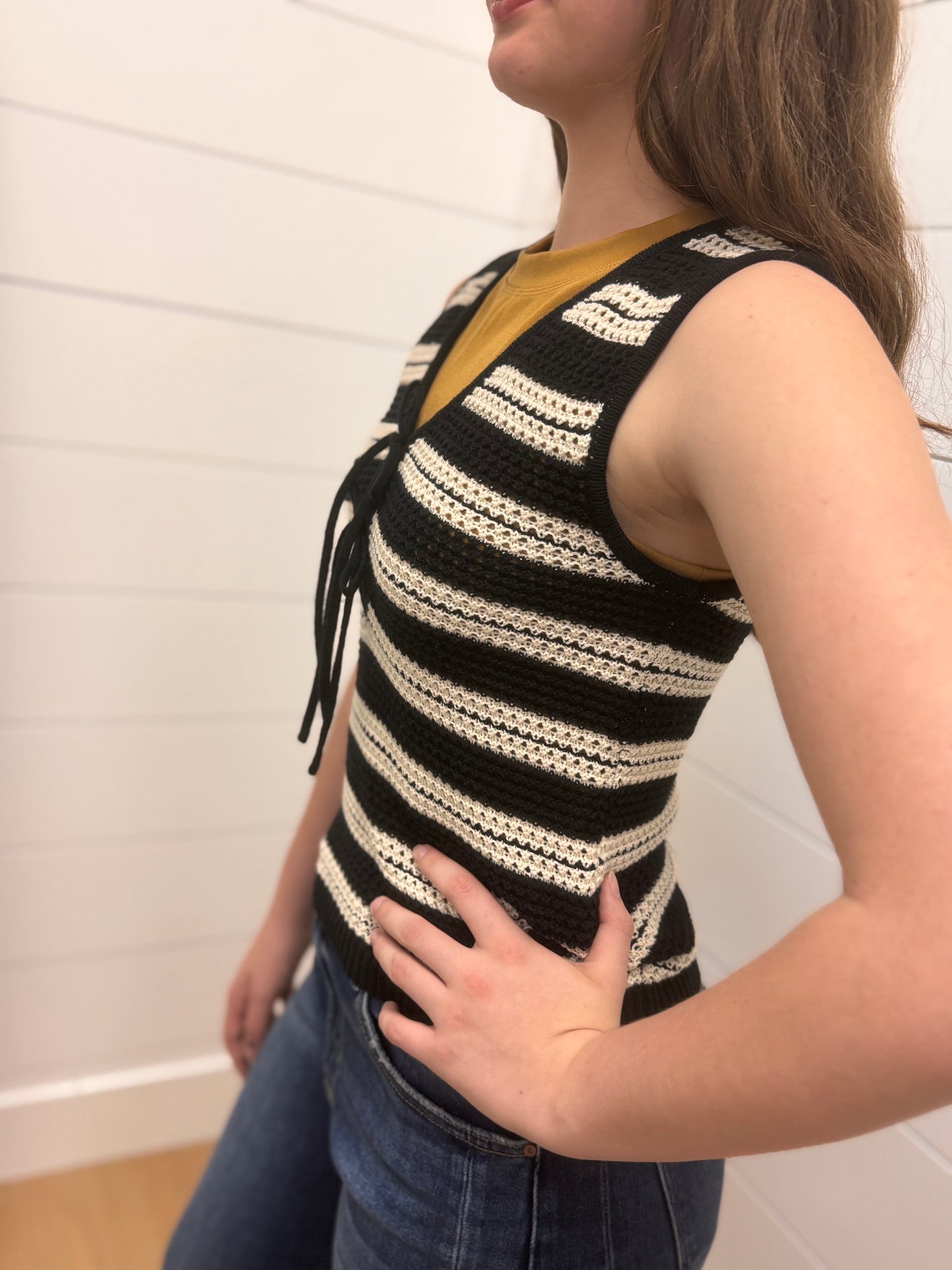 Stripe Crochet Pullover