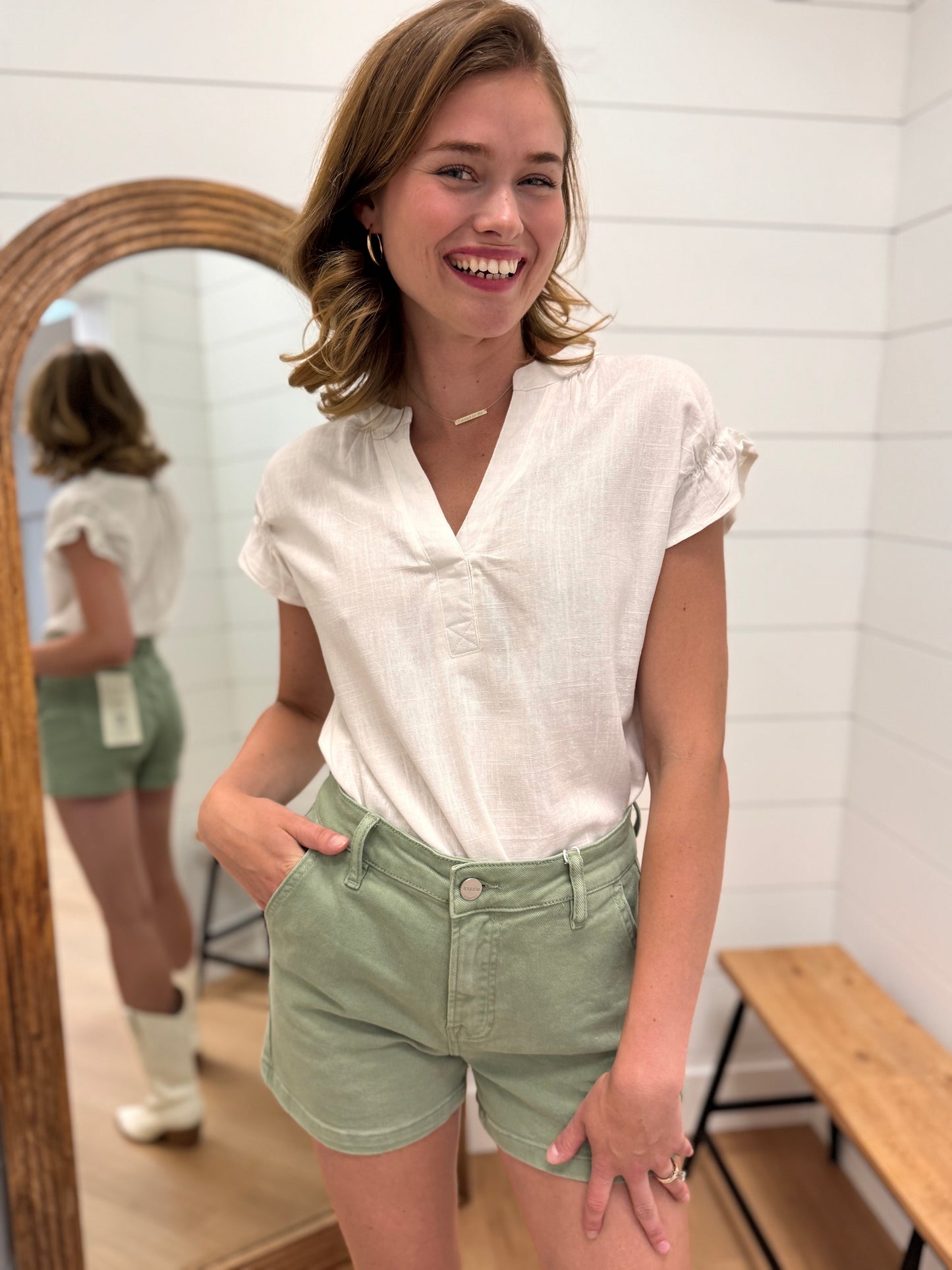 Olive High Rise Shorts - Risen