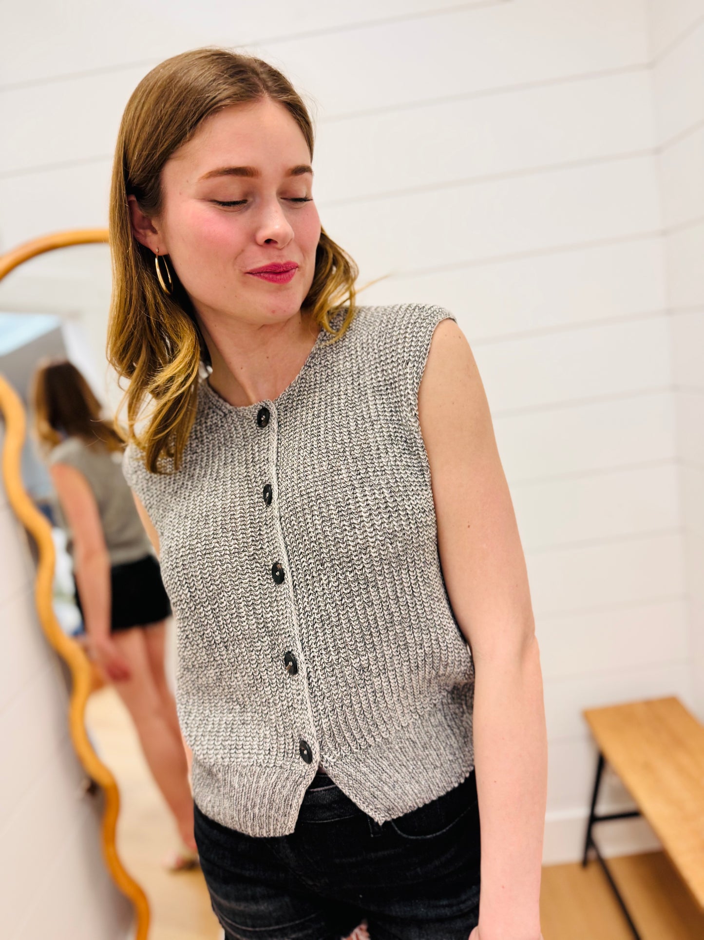 Marled Button Down Sweater Vest