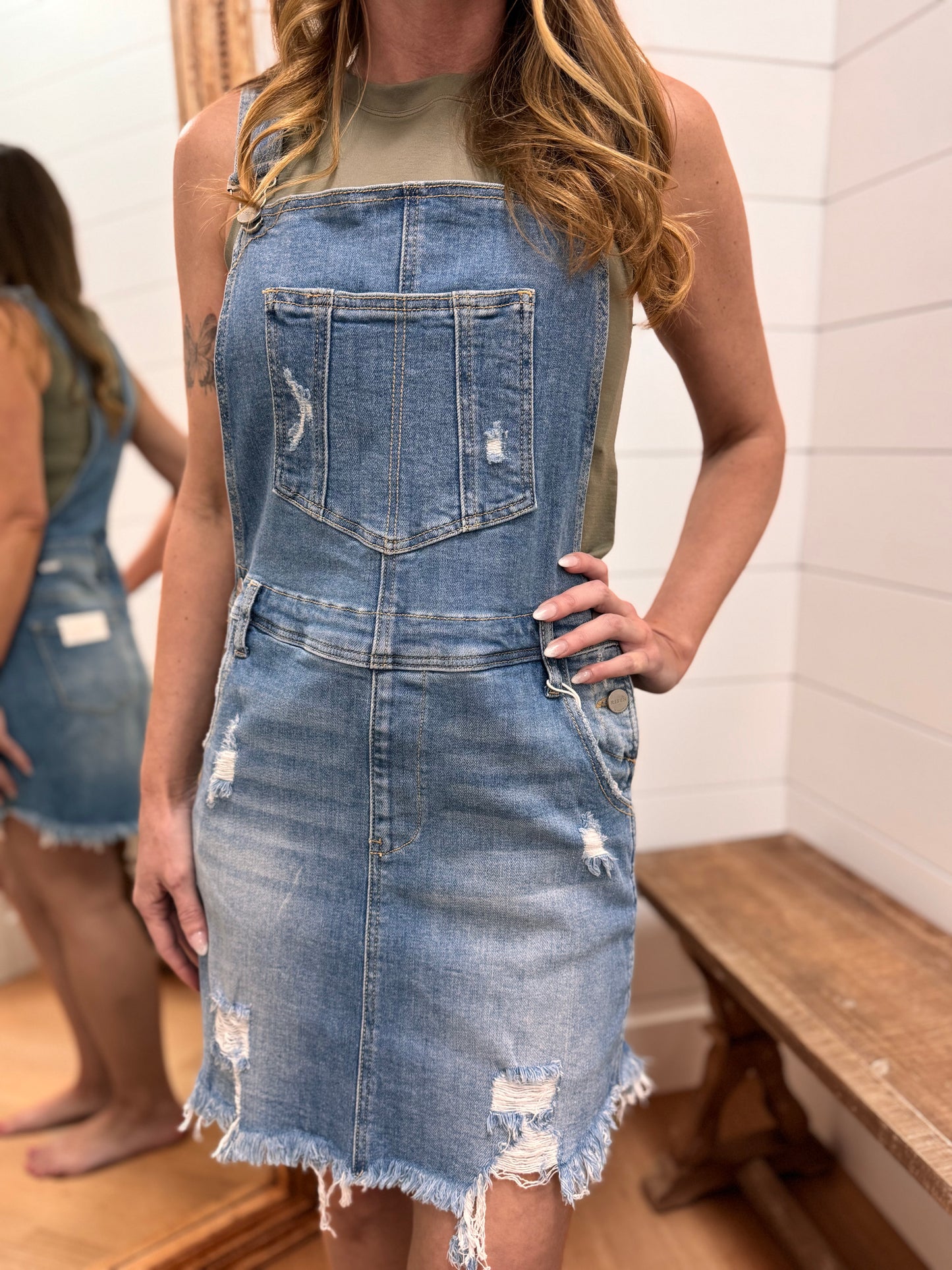 Denim Skirt Overalls - Risen