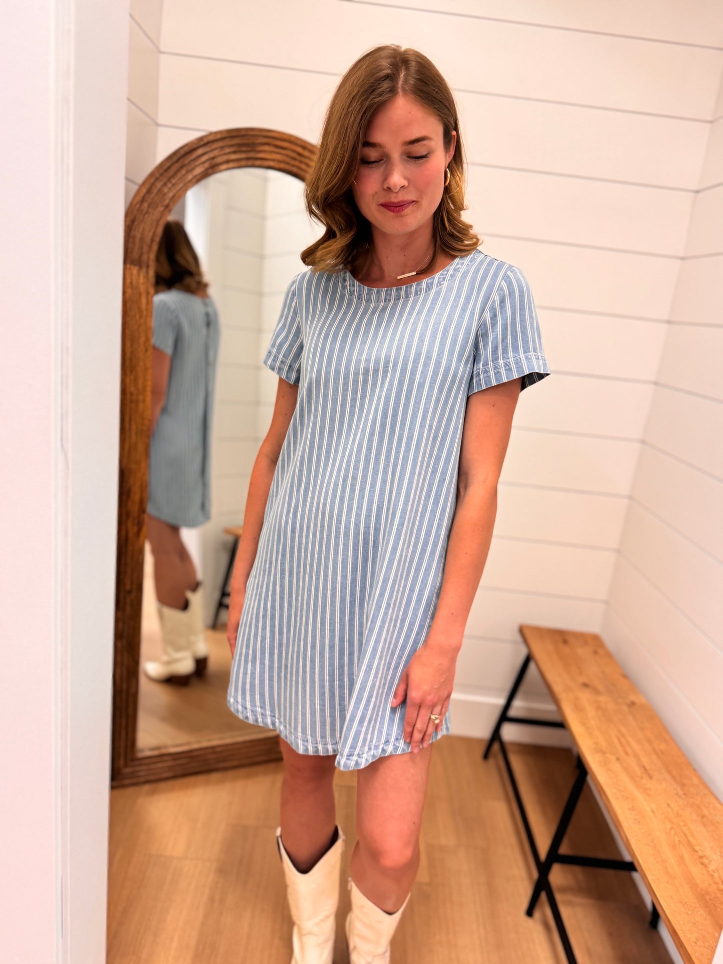 Stripe Chambray Shirt Dress