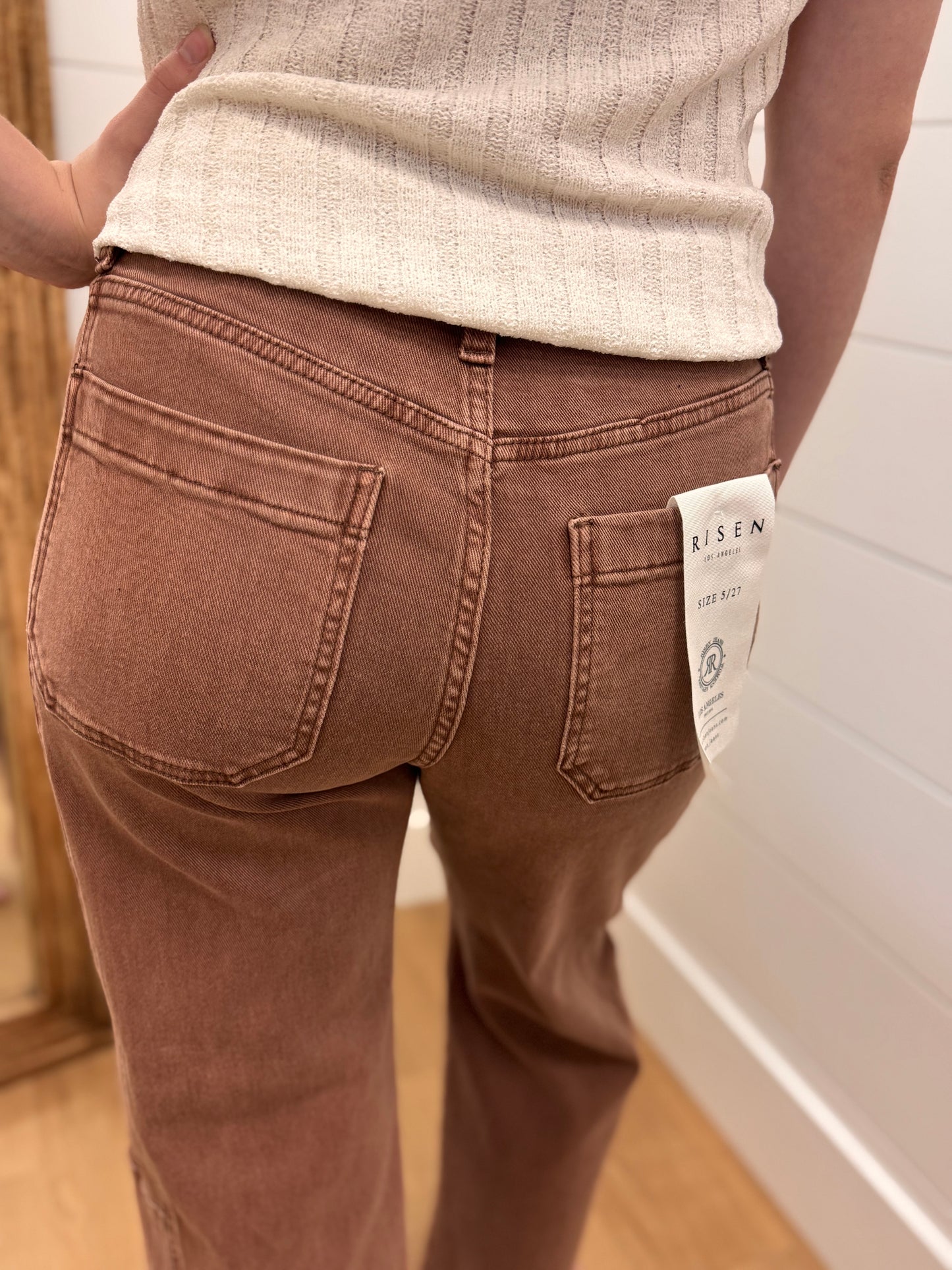 High Rise Barrel Pants - Risen
