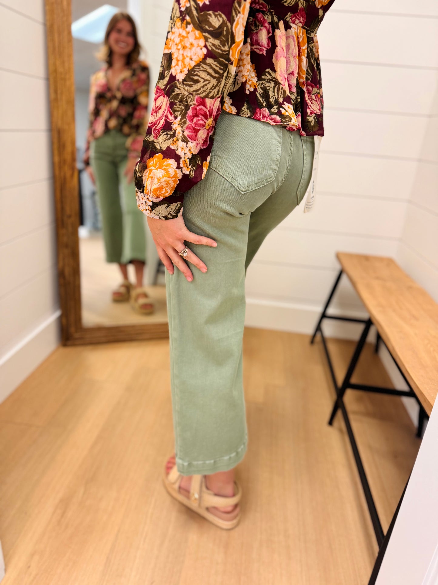 Mid Rise Adjustable Snap Waist Jean - Risen