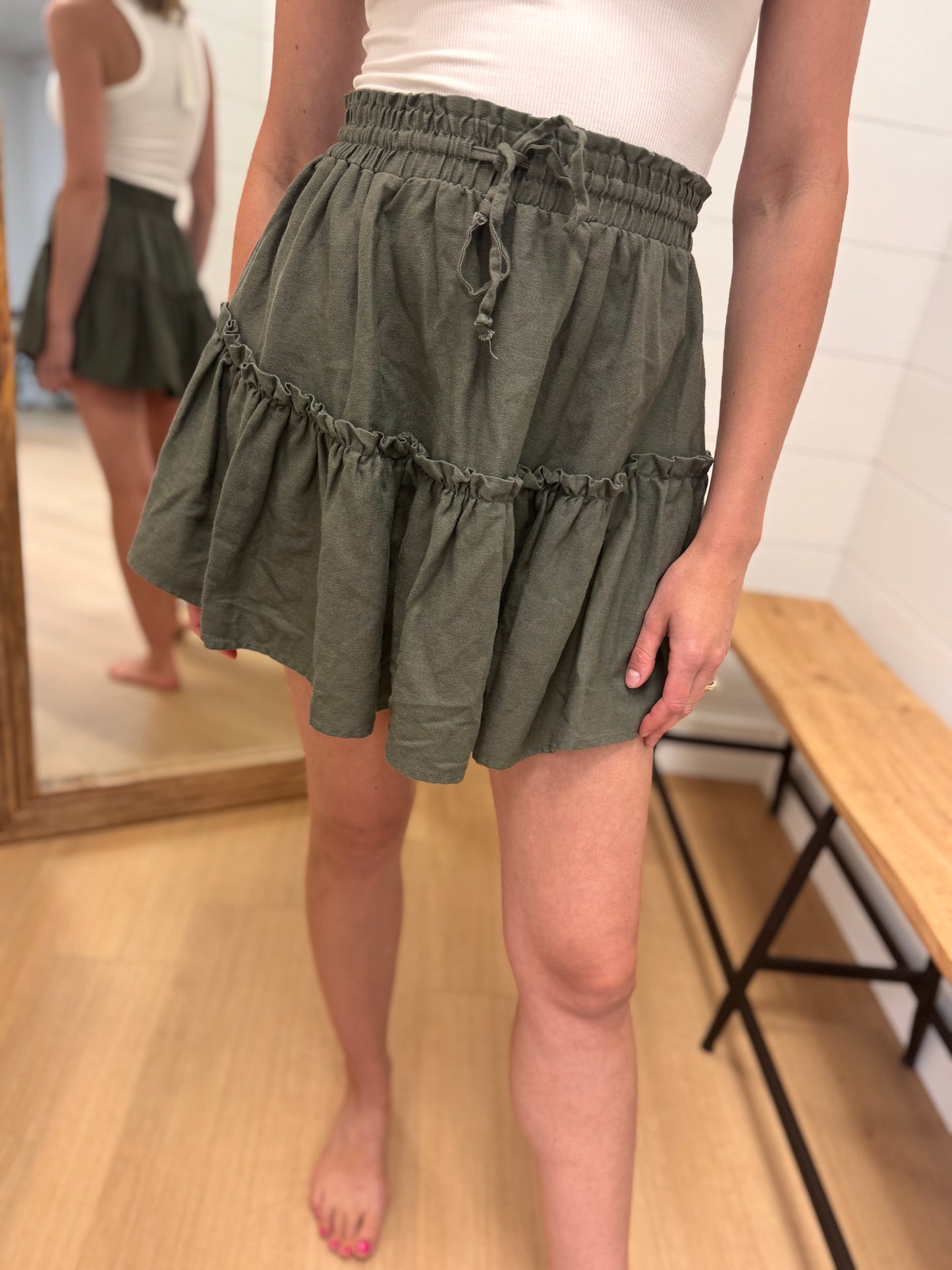 Olive Linen Skirt
