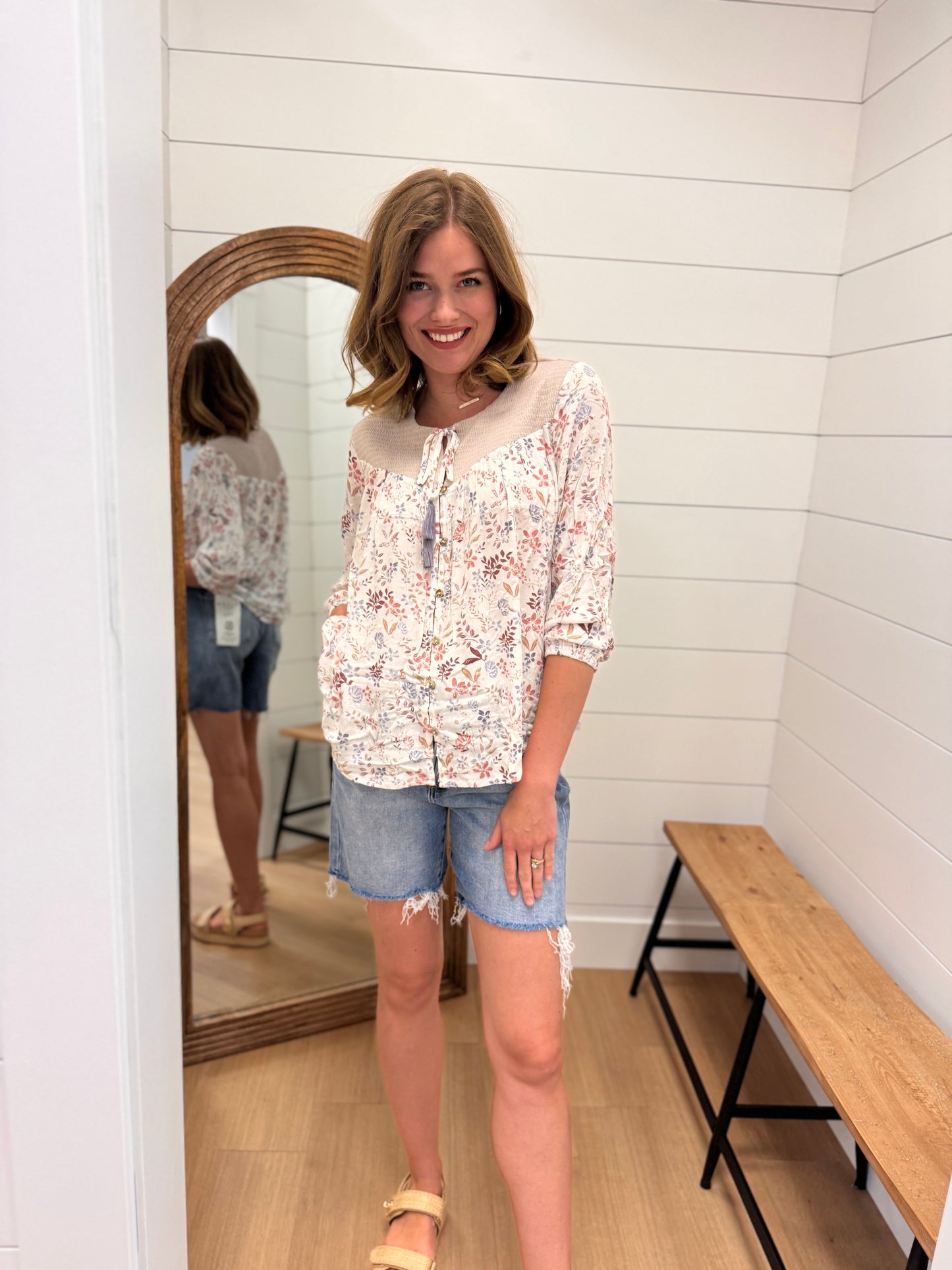 Tie Front Floral Top + Tassels