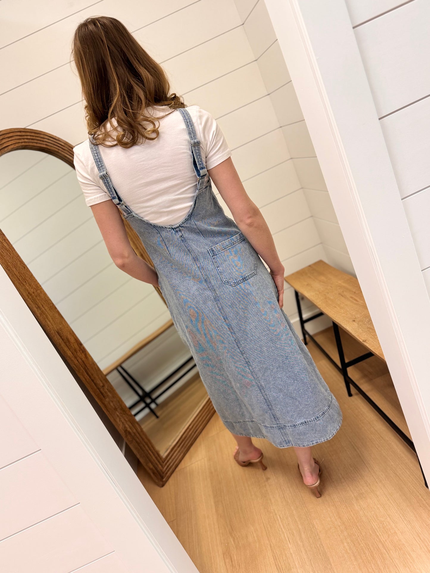 Washed Denim Sleeveless Midi Dress