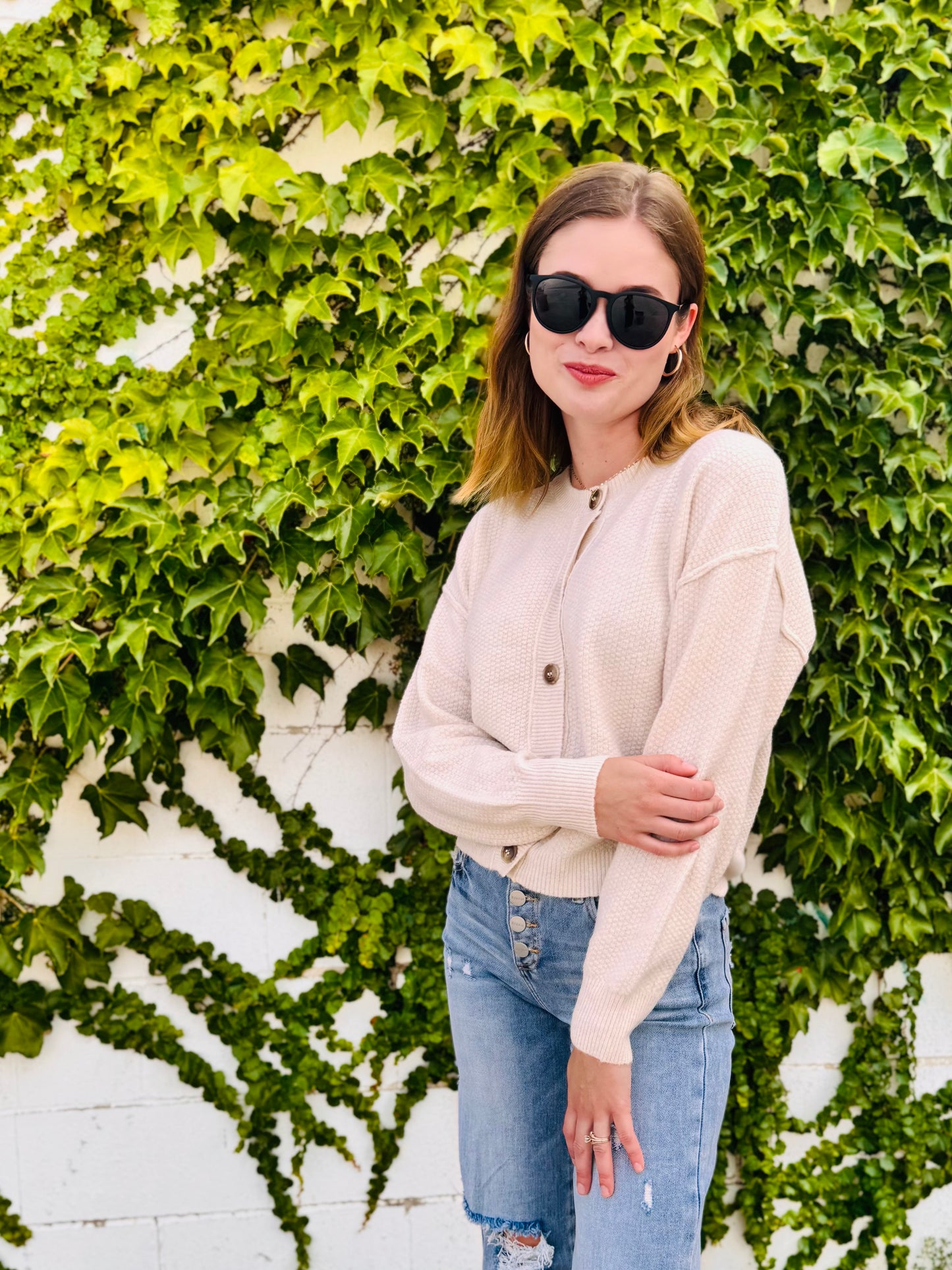 Button Down Long Sleeve Knit Cardigan