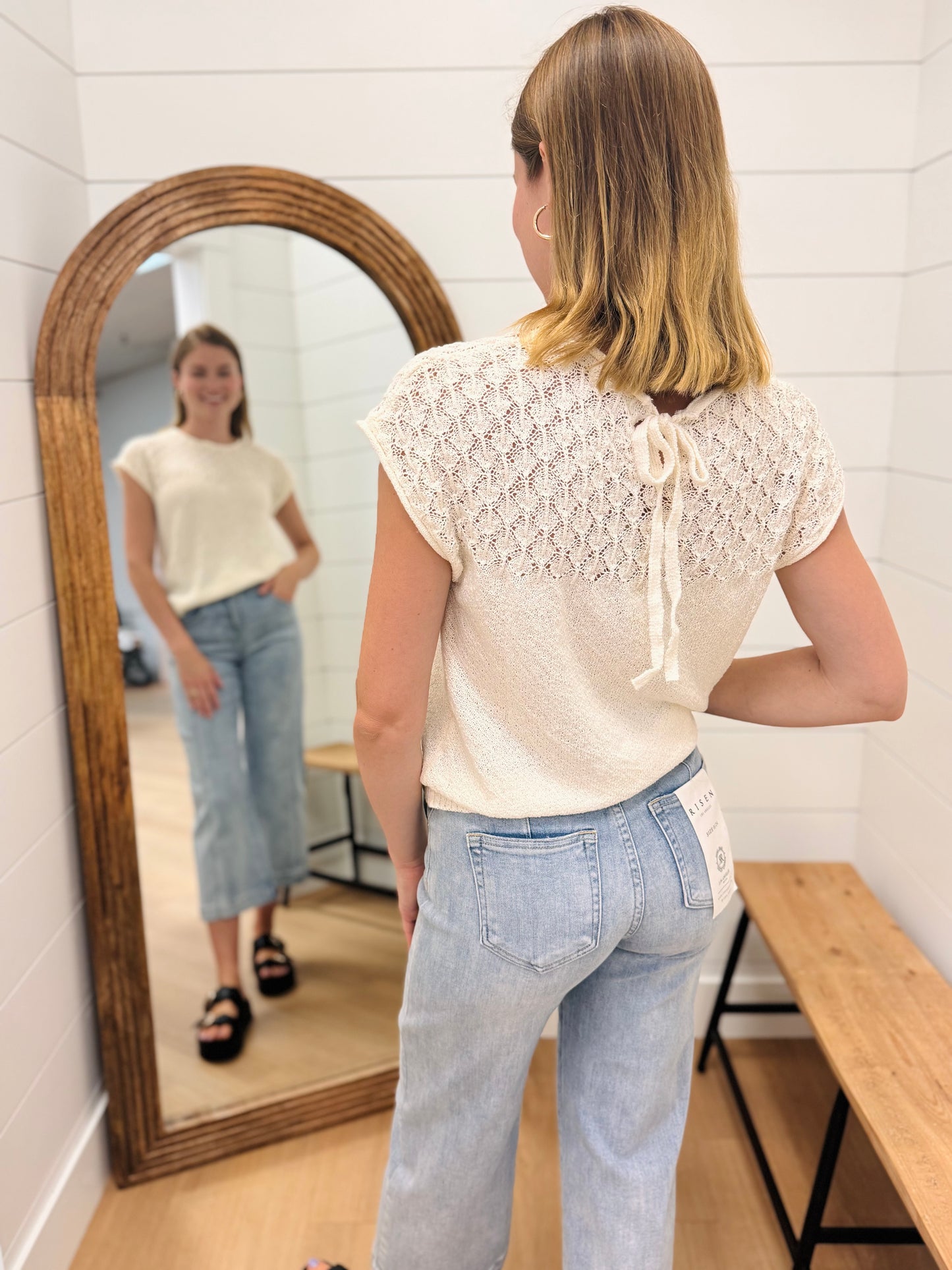 Cream Sweater Knit Top