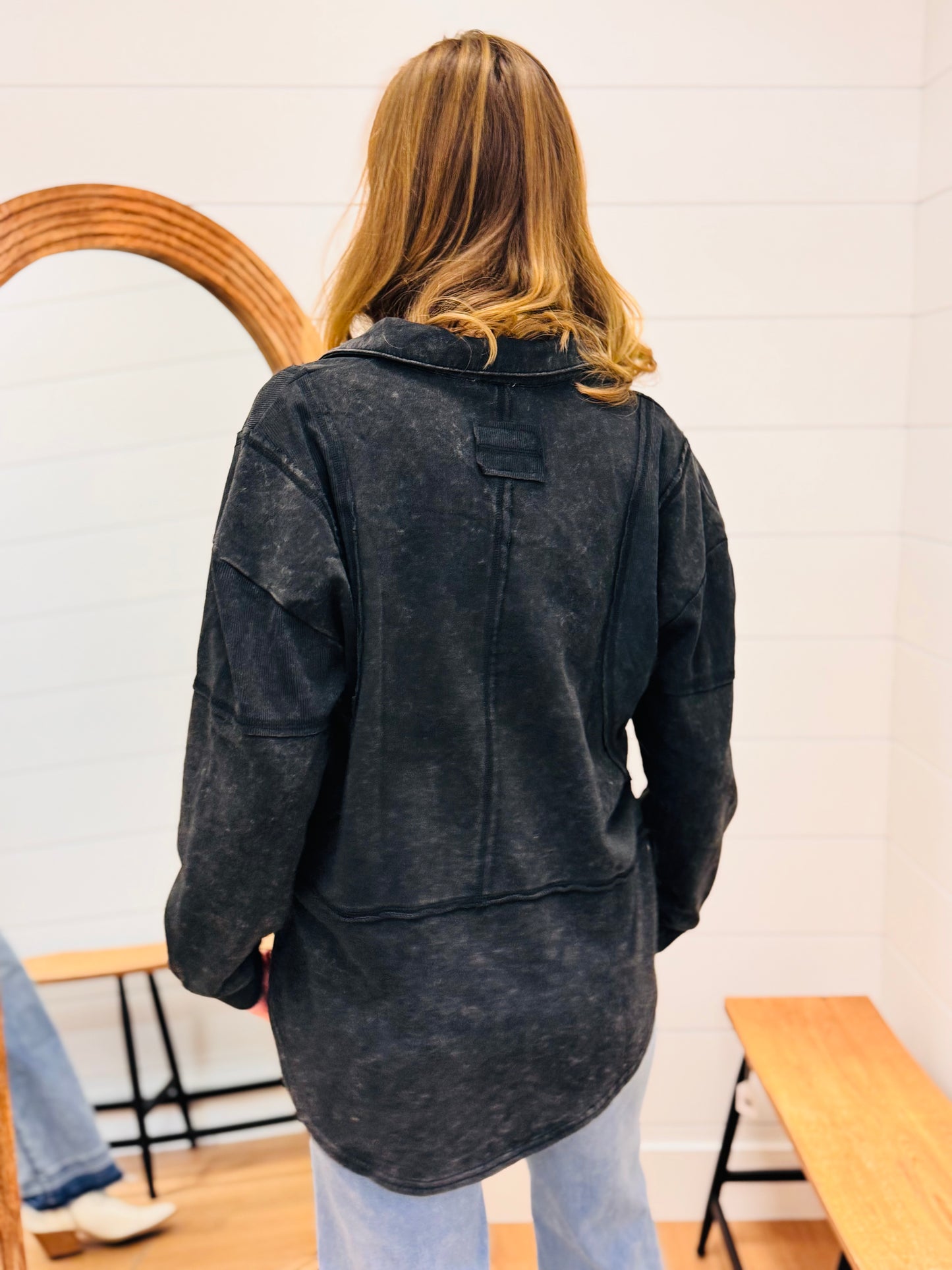 Vintage Washed Black Pullover Sweatshirt