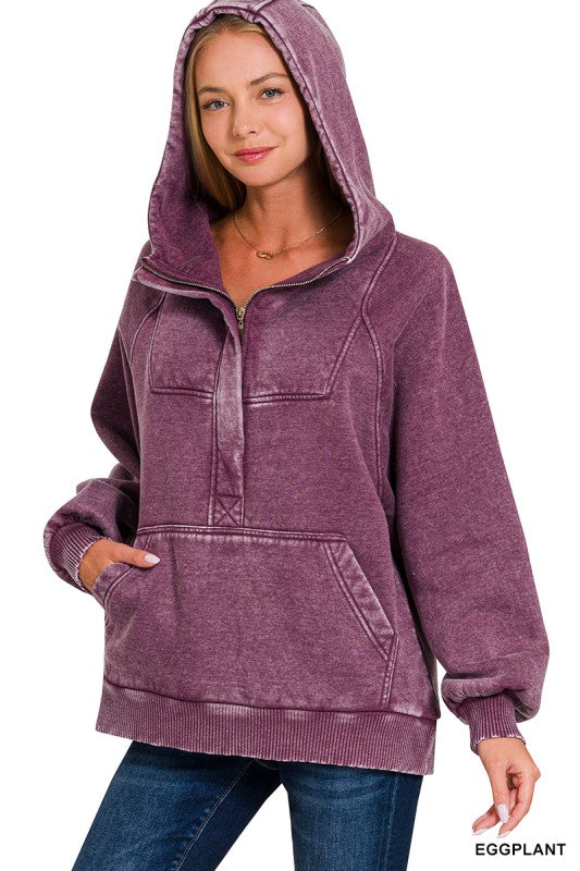 Acid Wash Fleece Oversized Hoodie