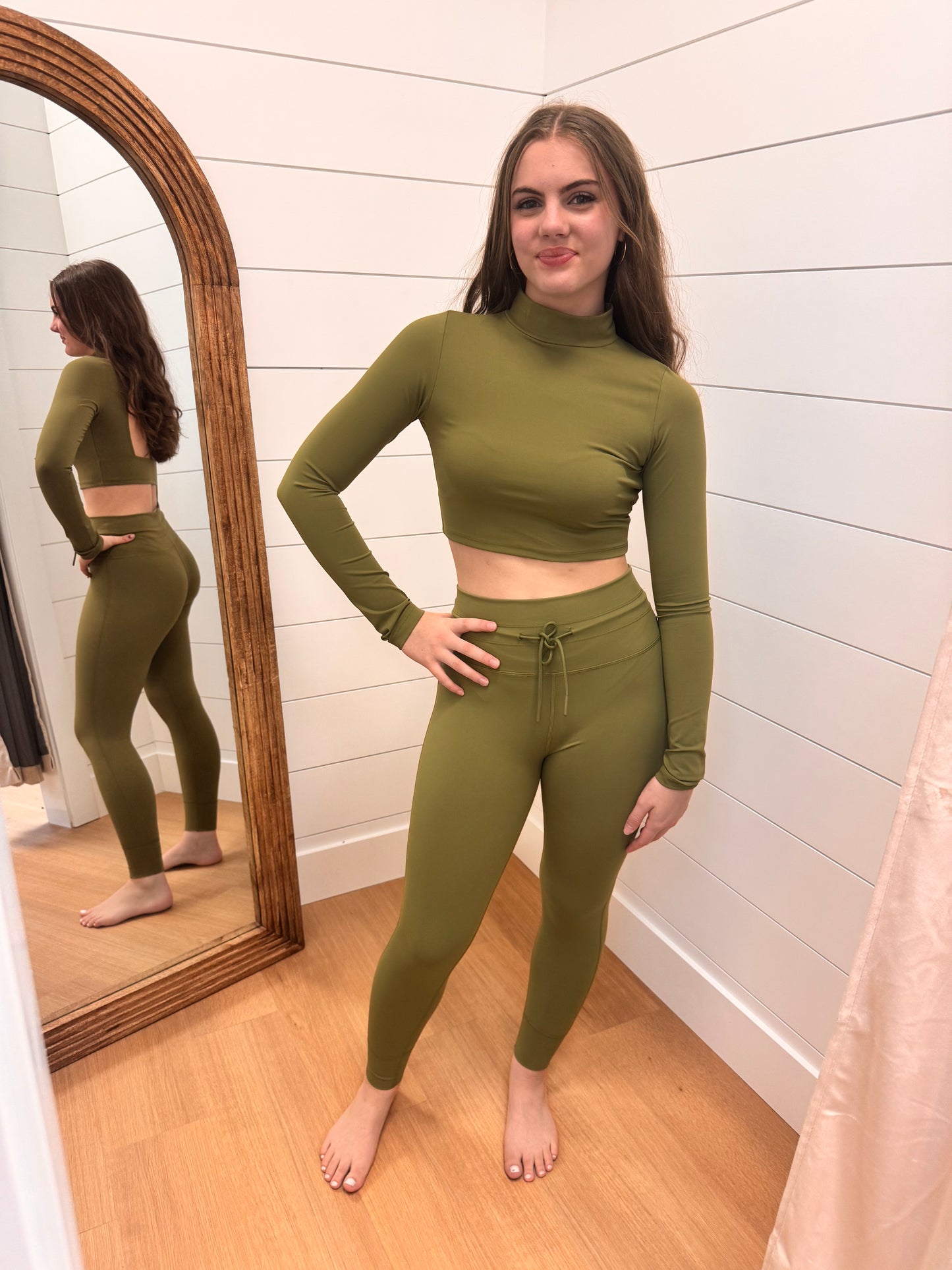 Olive Green Athletic Crop
