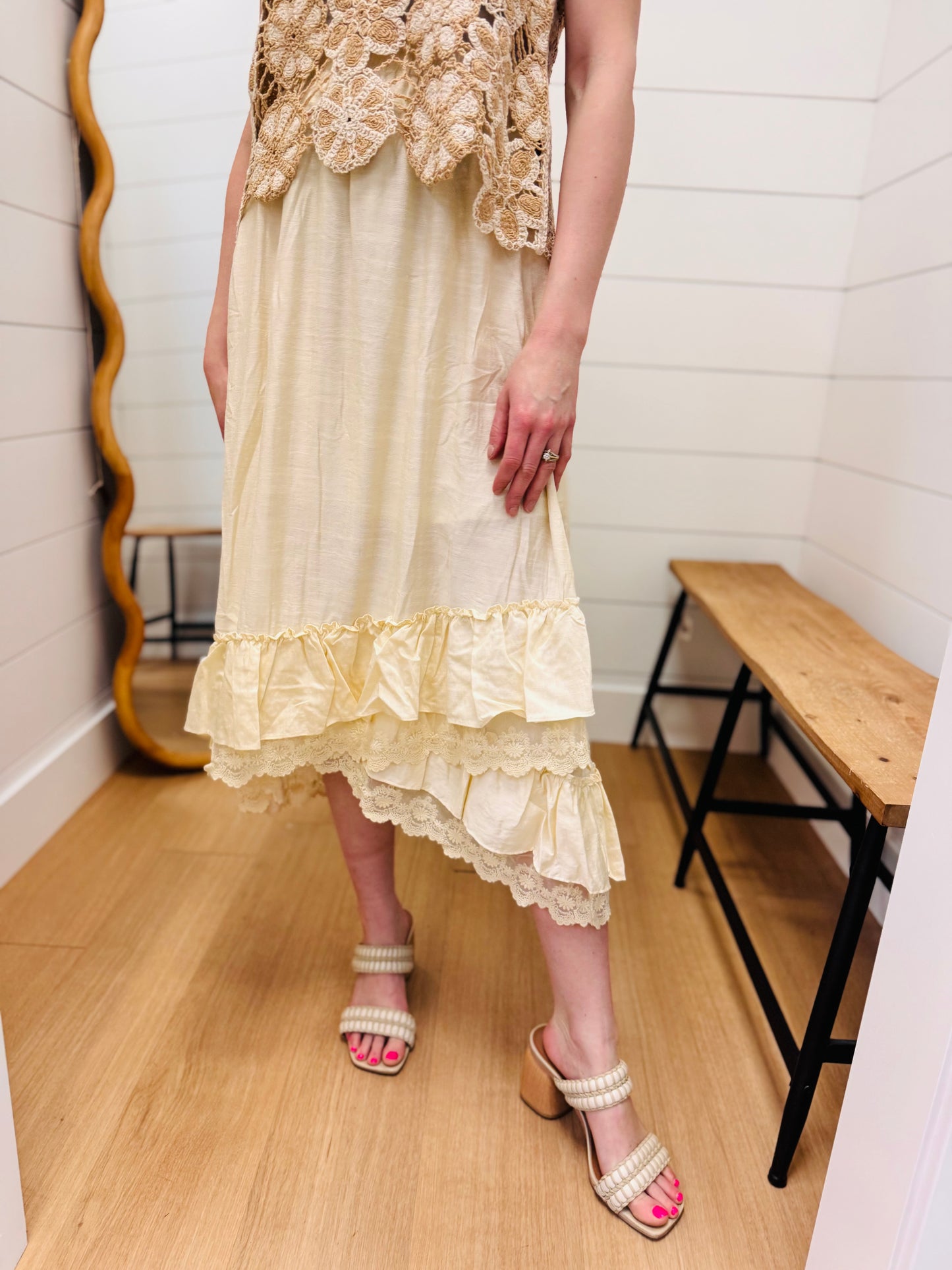 Ruffle Hem Lace Skirt