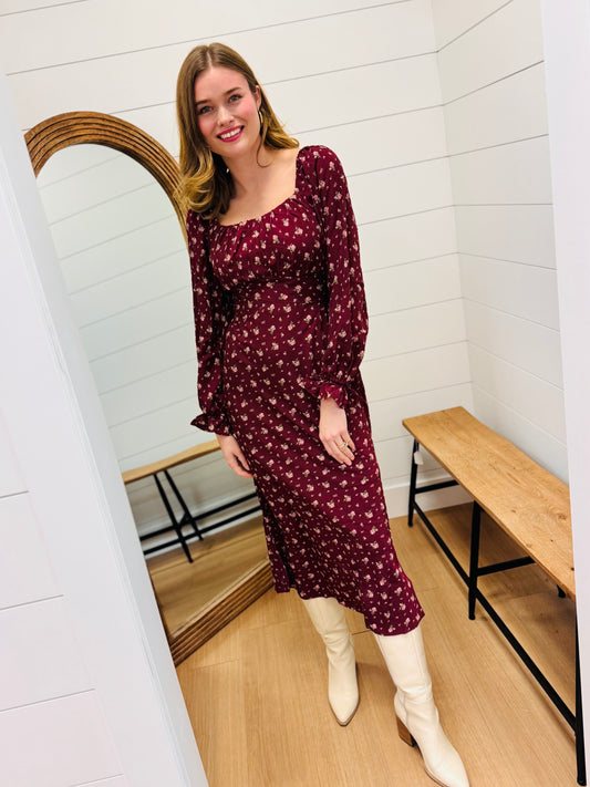 Floral Printed Back Tie Maxi Dress