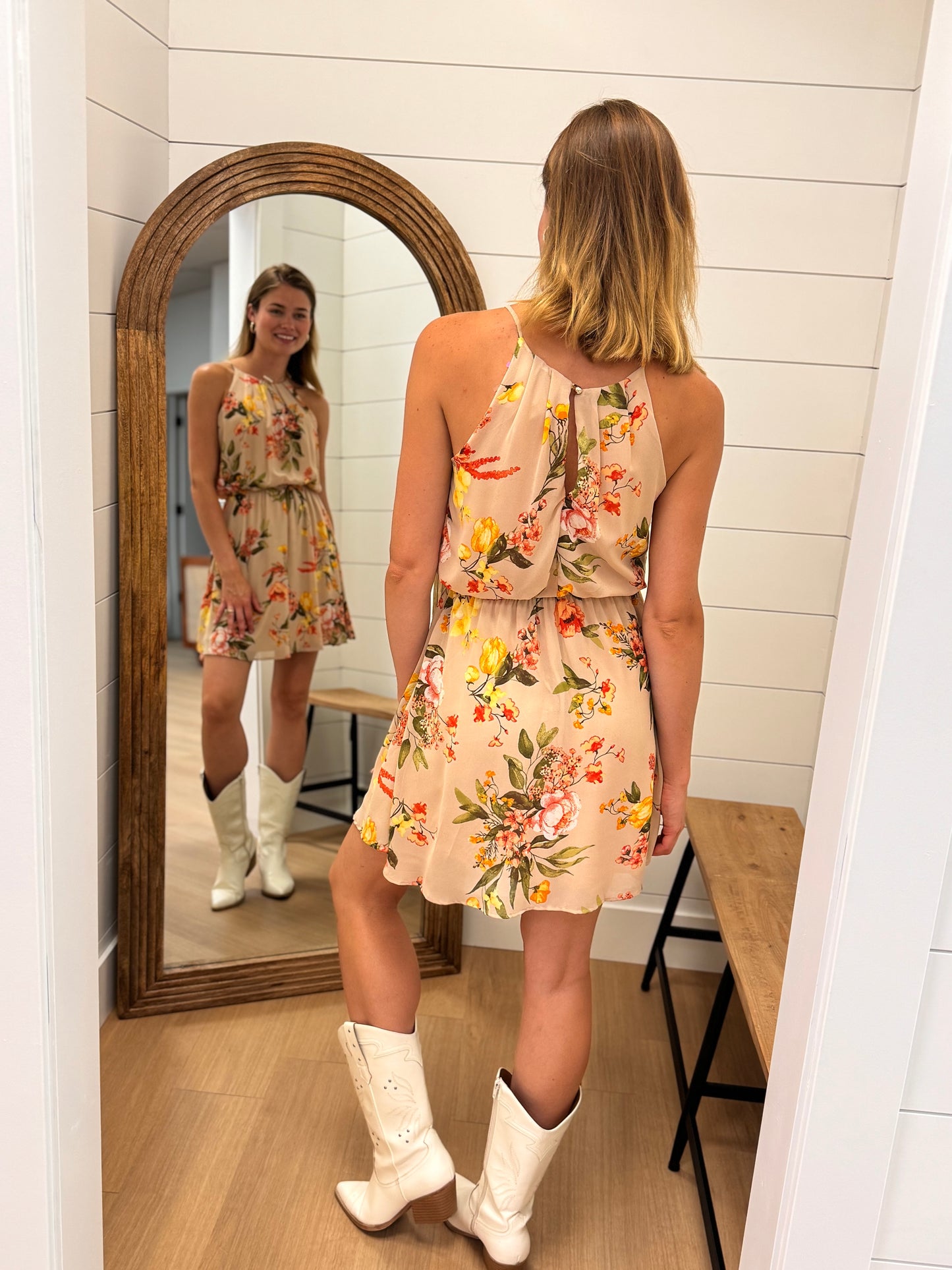 Taupe Floral Dress