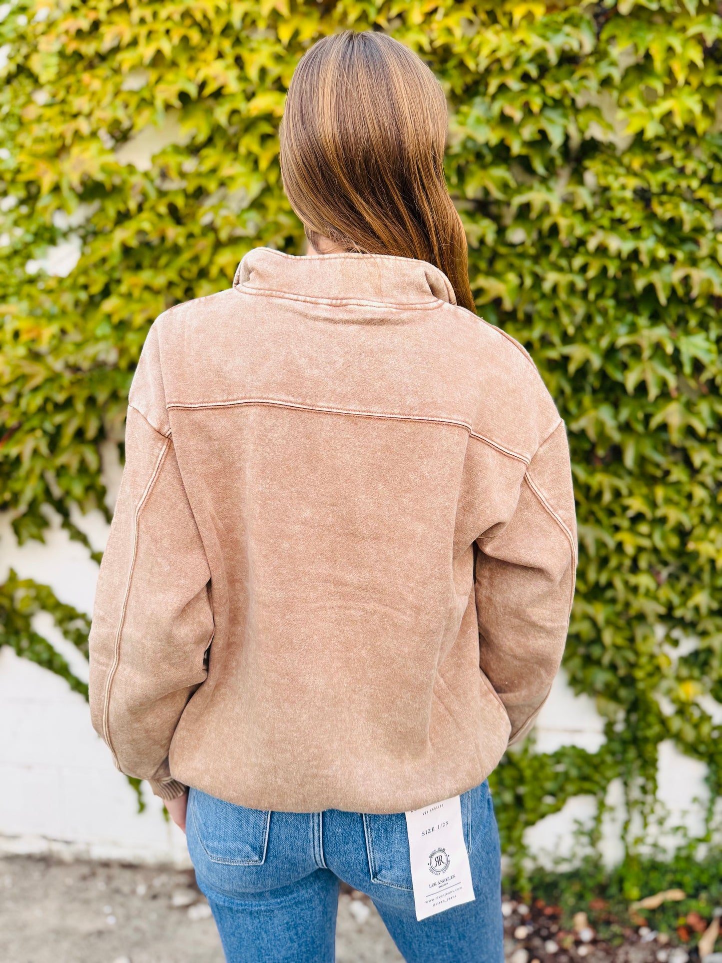 Acid Wash Fleece Half Zip Pullover