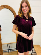 Puff Sleeve Velvet Holiday Mini Dress