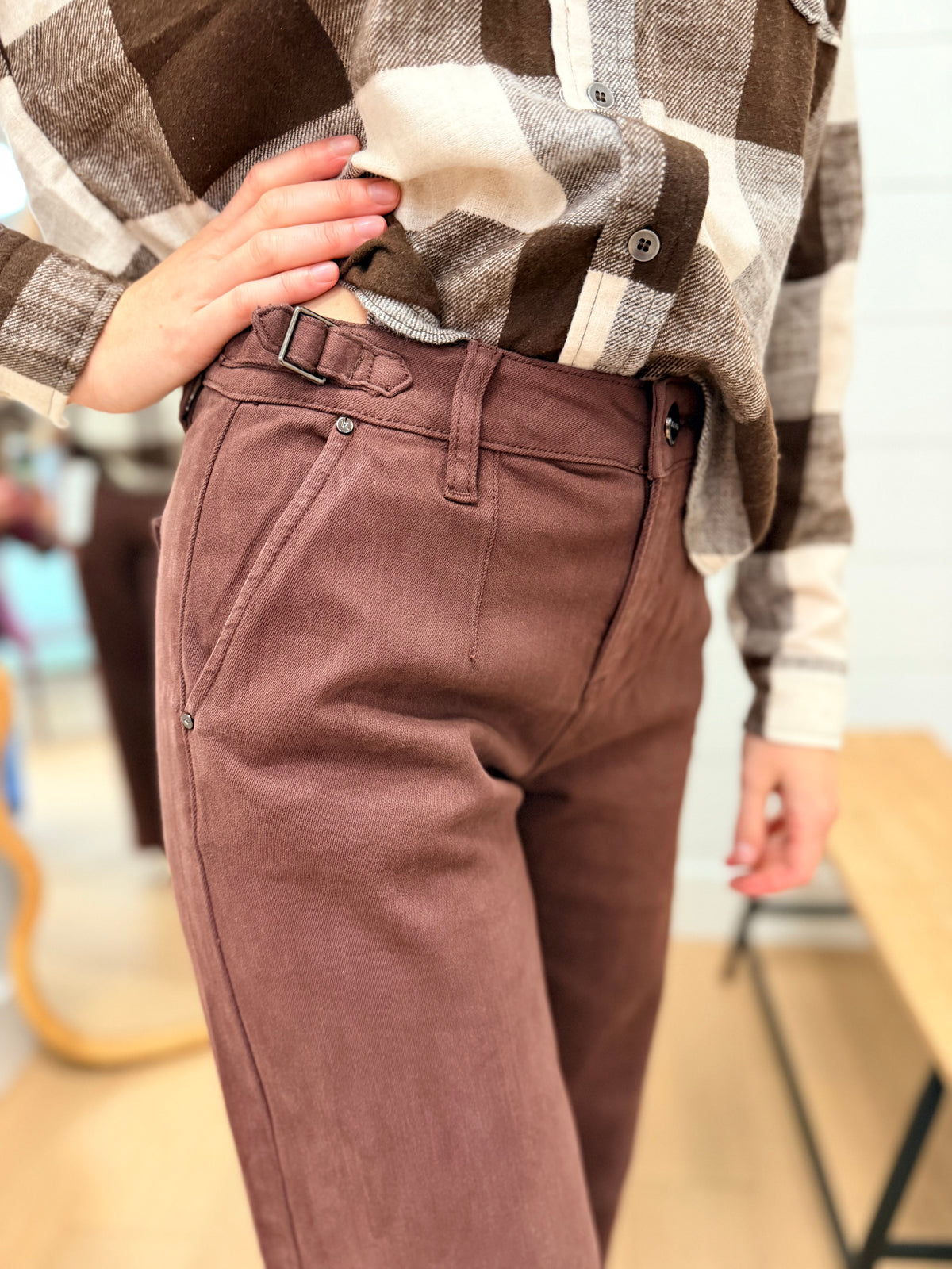 Adjustable Waist Band Jeans with Pleats - Risen
