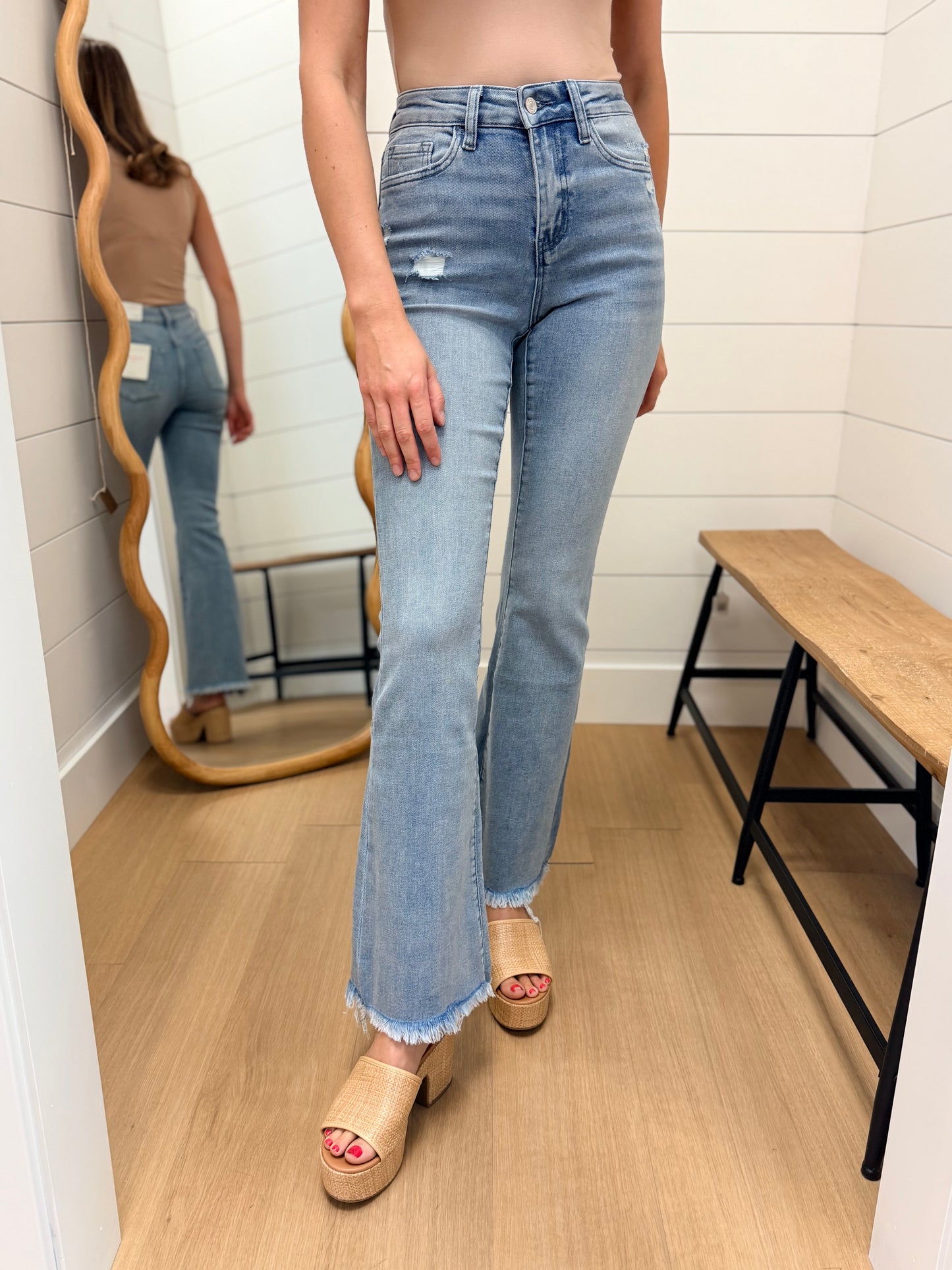 High Rise Light Wash Flare Jeans - Lovervet