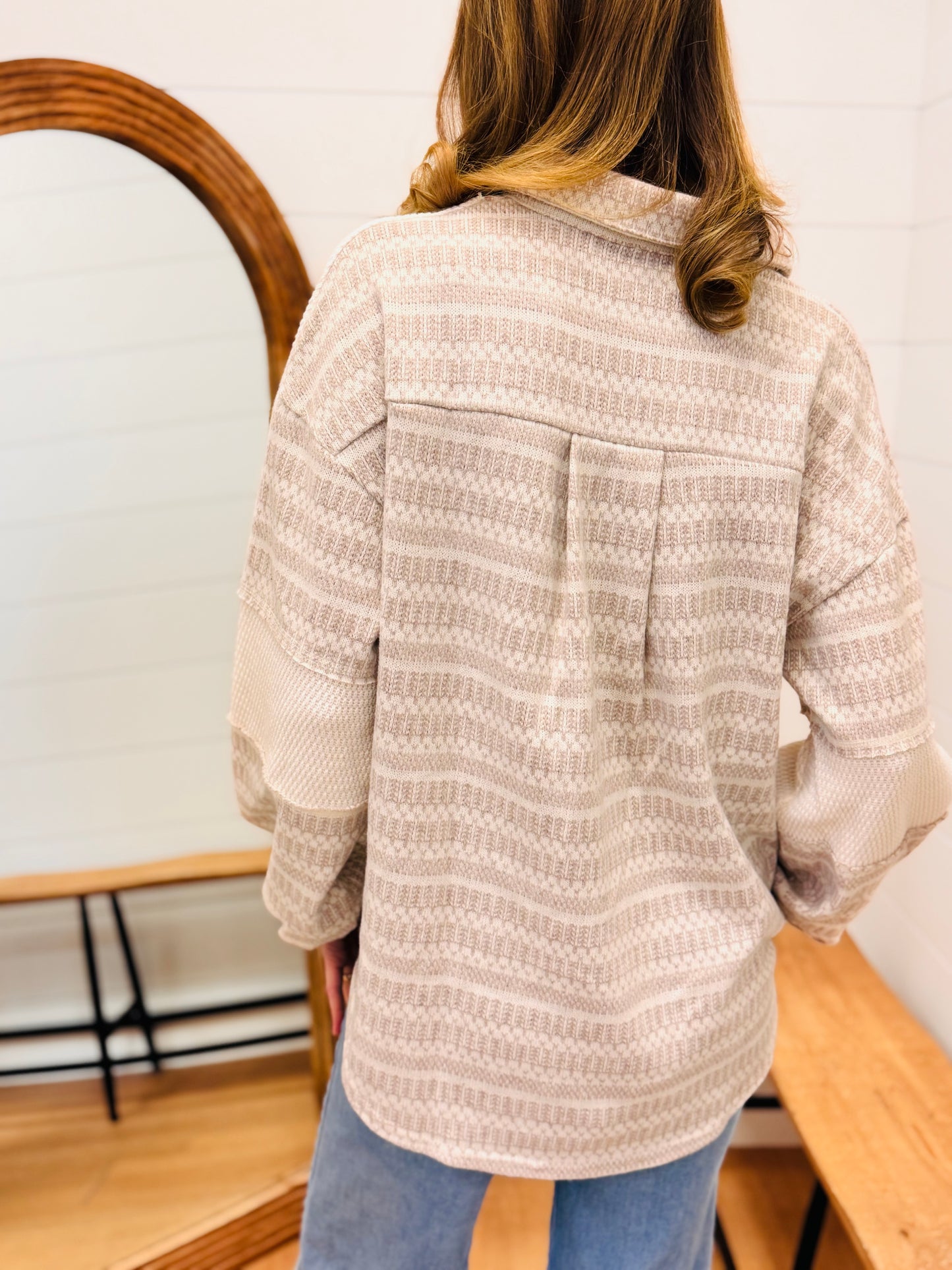 Mixed Knit Casual Shacket