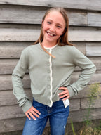 Button Up Cardigan With White Trim