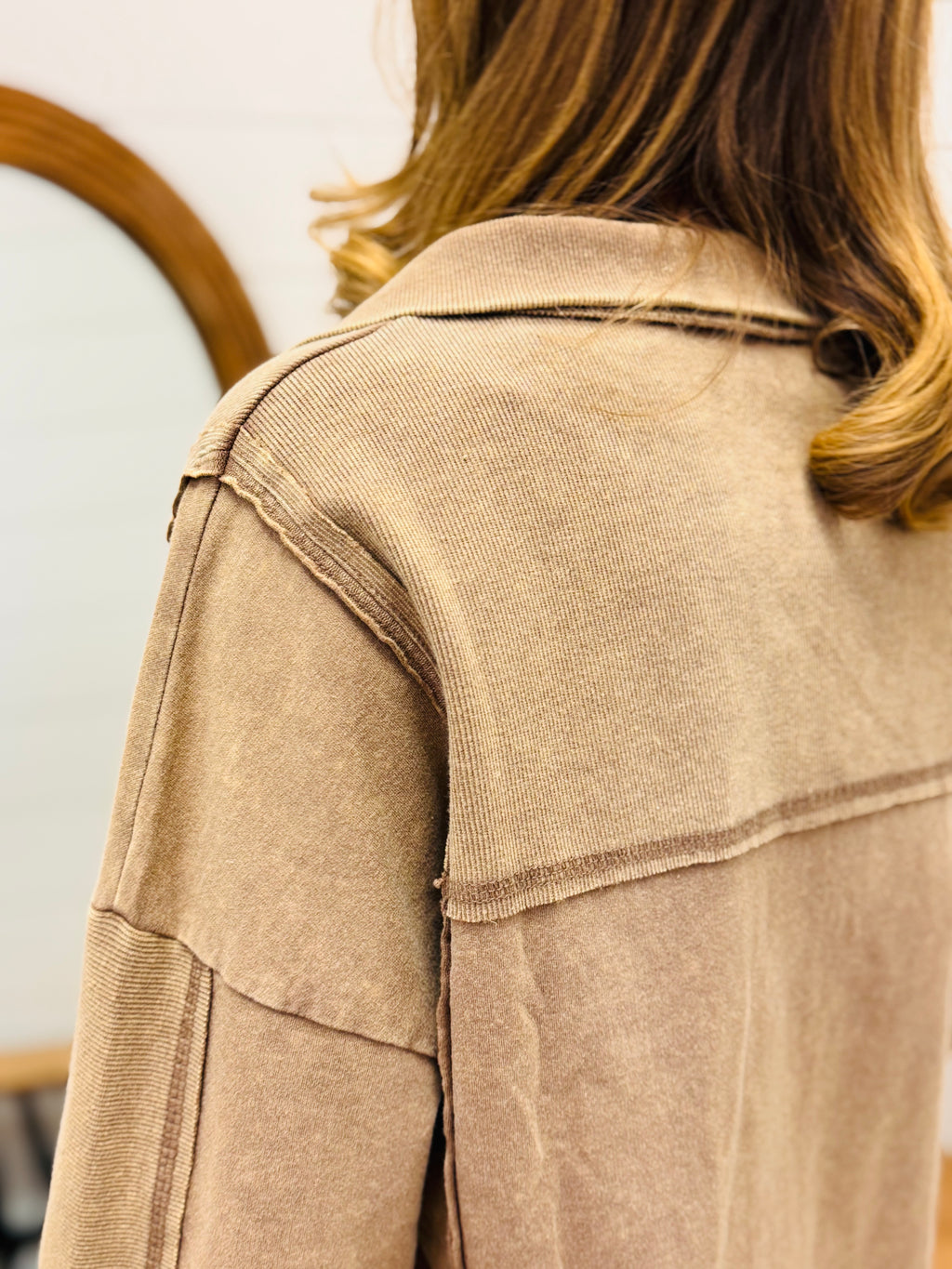 Half Button Down Pullover - Mocha