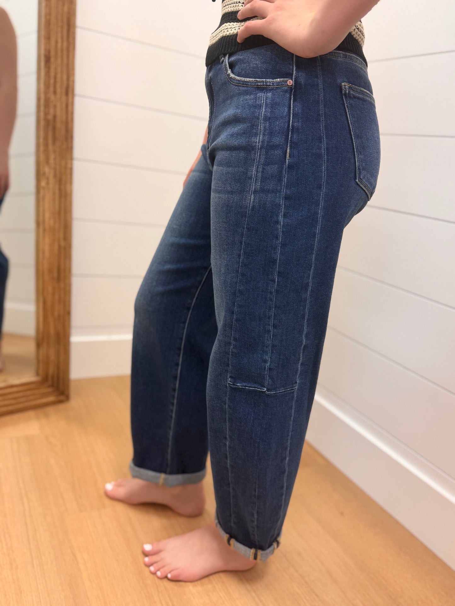 High Rise Barrel Jeans - Risen